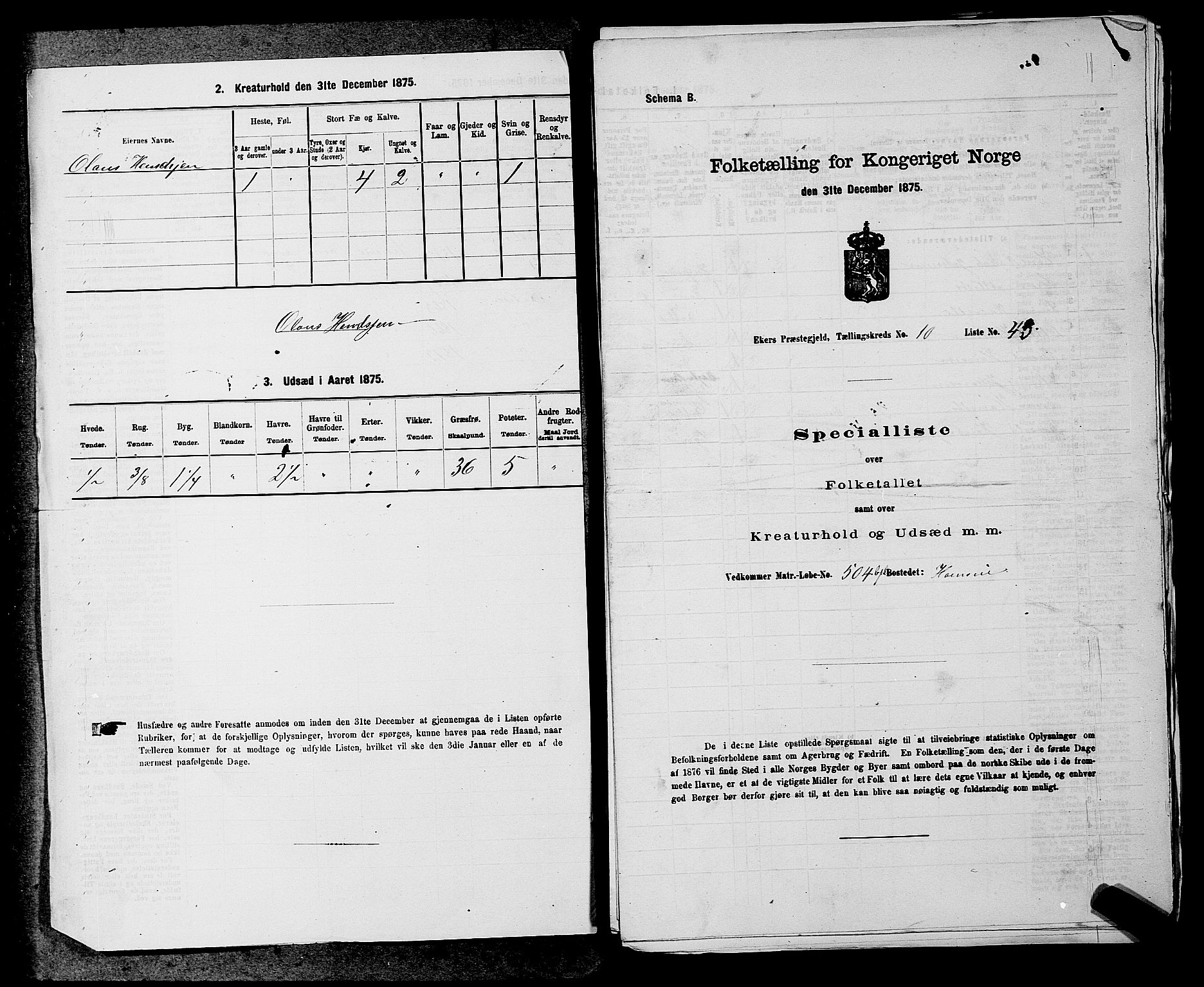 SAKO, Folketelling 1875 for 0624P Eiker prestegjeld, 1875, s. 1609