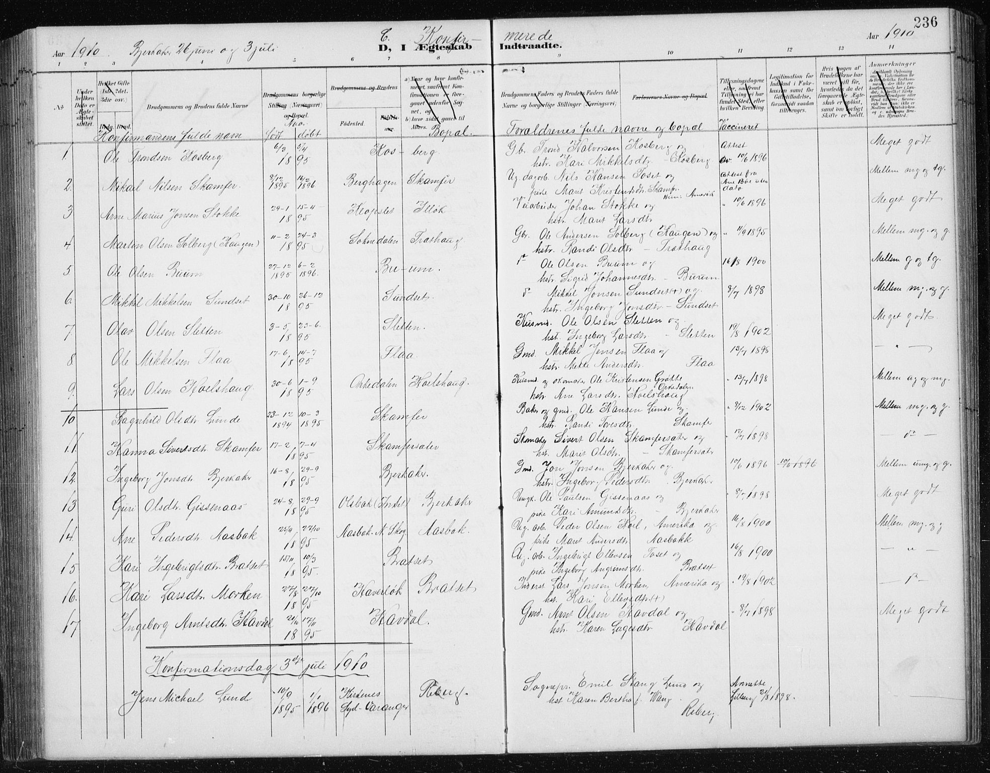 Ministerialprotokoller, klokkerbøker og fødselsregistre - Sør-Trøndelag, AV/SAT-A-1456/674/L0876: Klokkerbok nr. 674C03, 1892-1912, s. 236