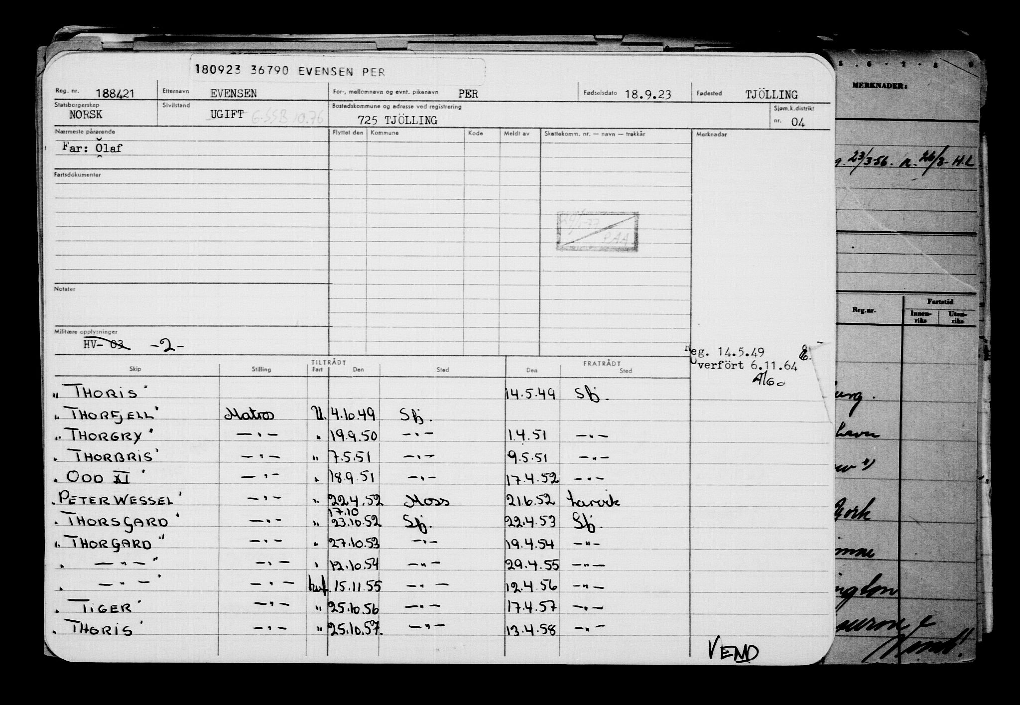 Direktoratet for sjømenn, AV/RA-S-3545/G/Gb/L0223: Hovedkort, 1923, s. 93