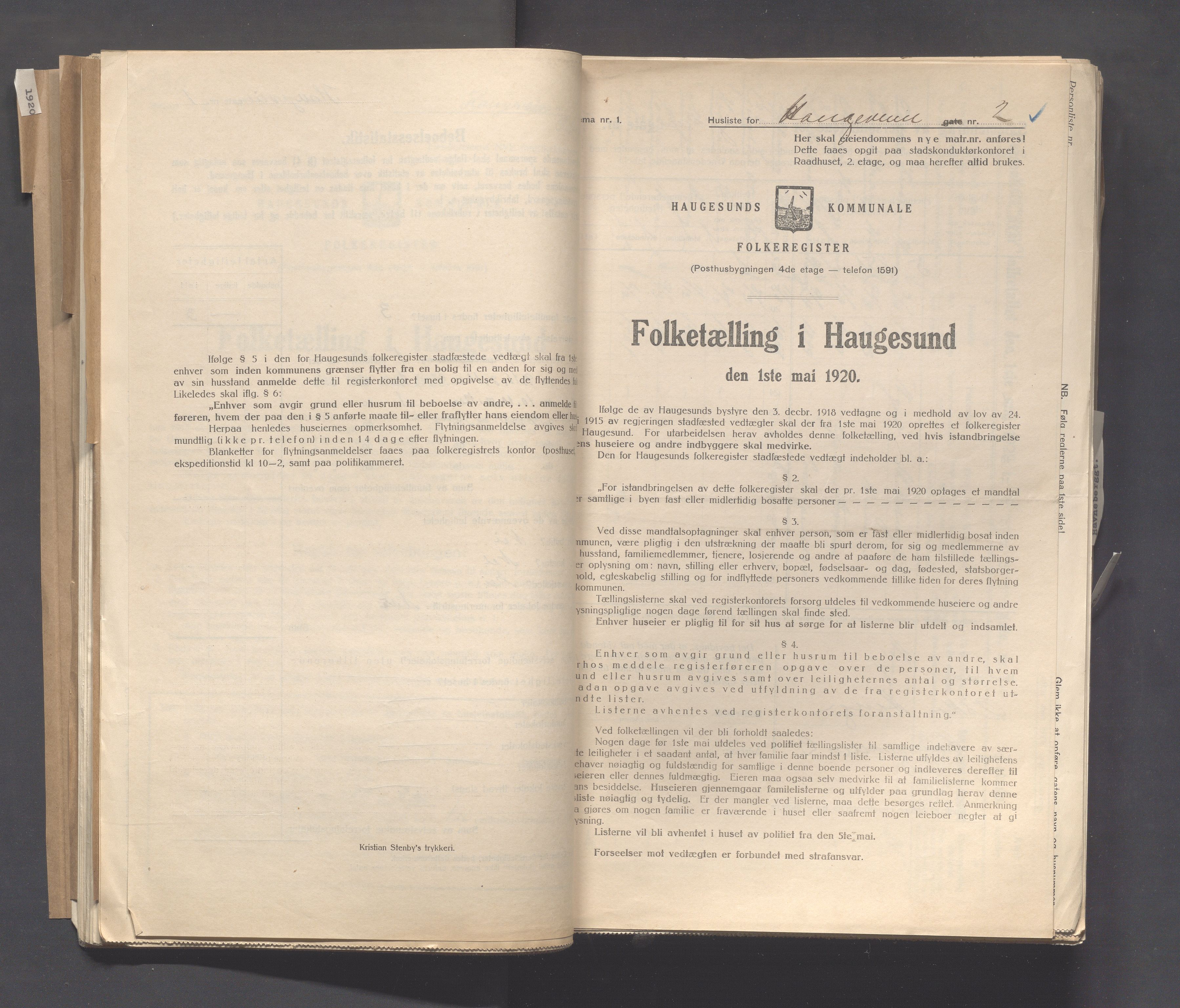 IKAR, Kommunal folketelling 1.5.1920 for Haugesund, 1920, s. 1165