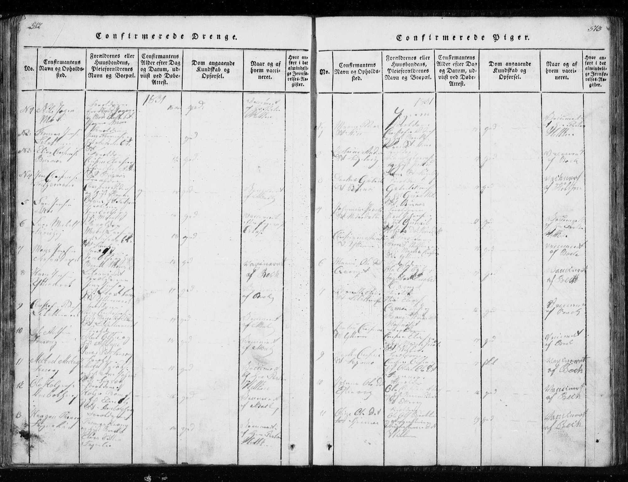 Ministerialprotokoller, klokkerbøker og fødselsregistre - Nordland, AV/SAT-A-1459/827/L0412: Klokkerbok nr. 827C01, 1820-1841, s. 512-513