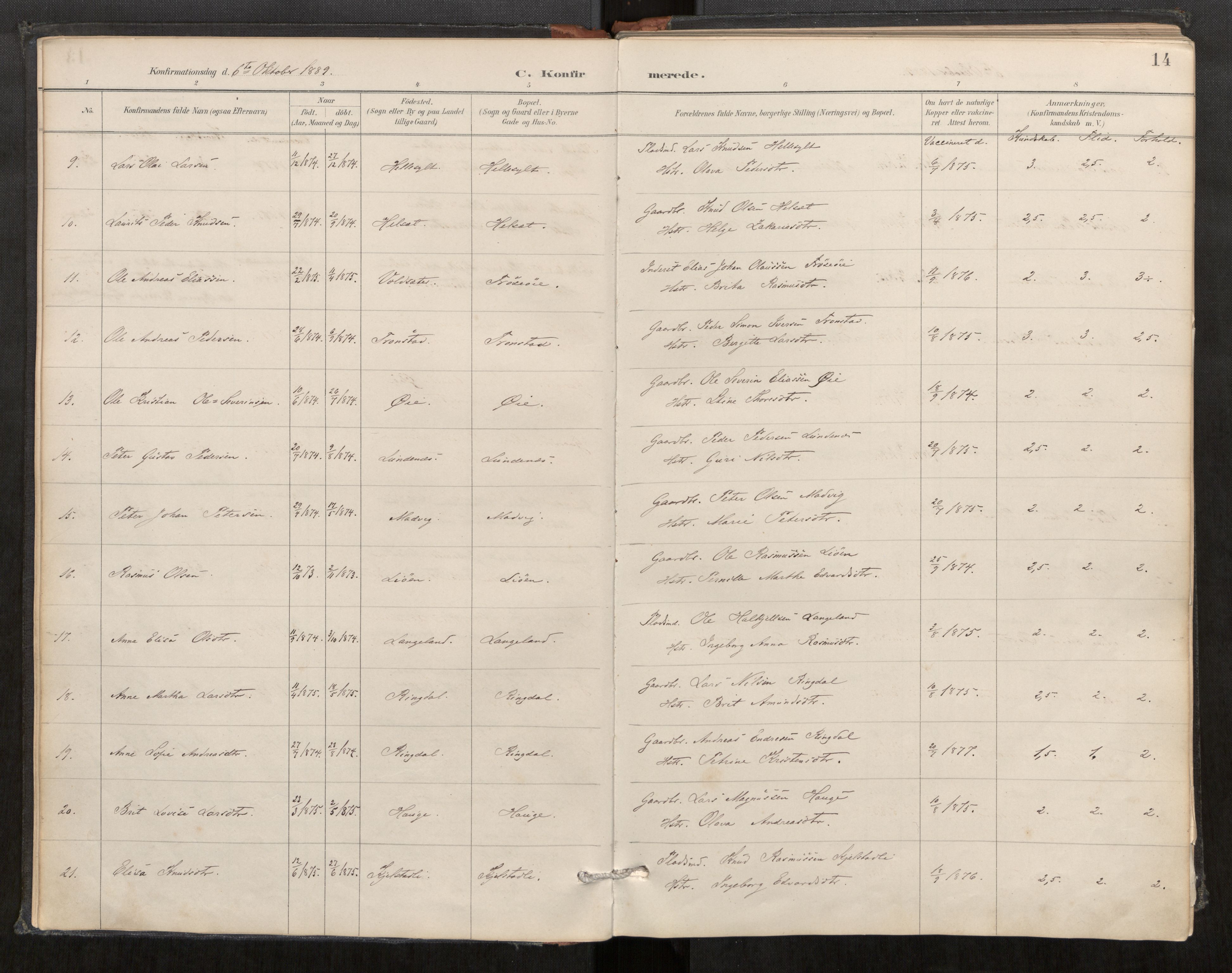 Sunnylven sokneprestkontor, AV/SAT-A-1007/H/Ha/Haa/L0003: Ministerialbok nr. 517A10, 1887-1915, s. 14