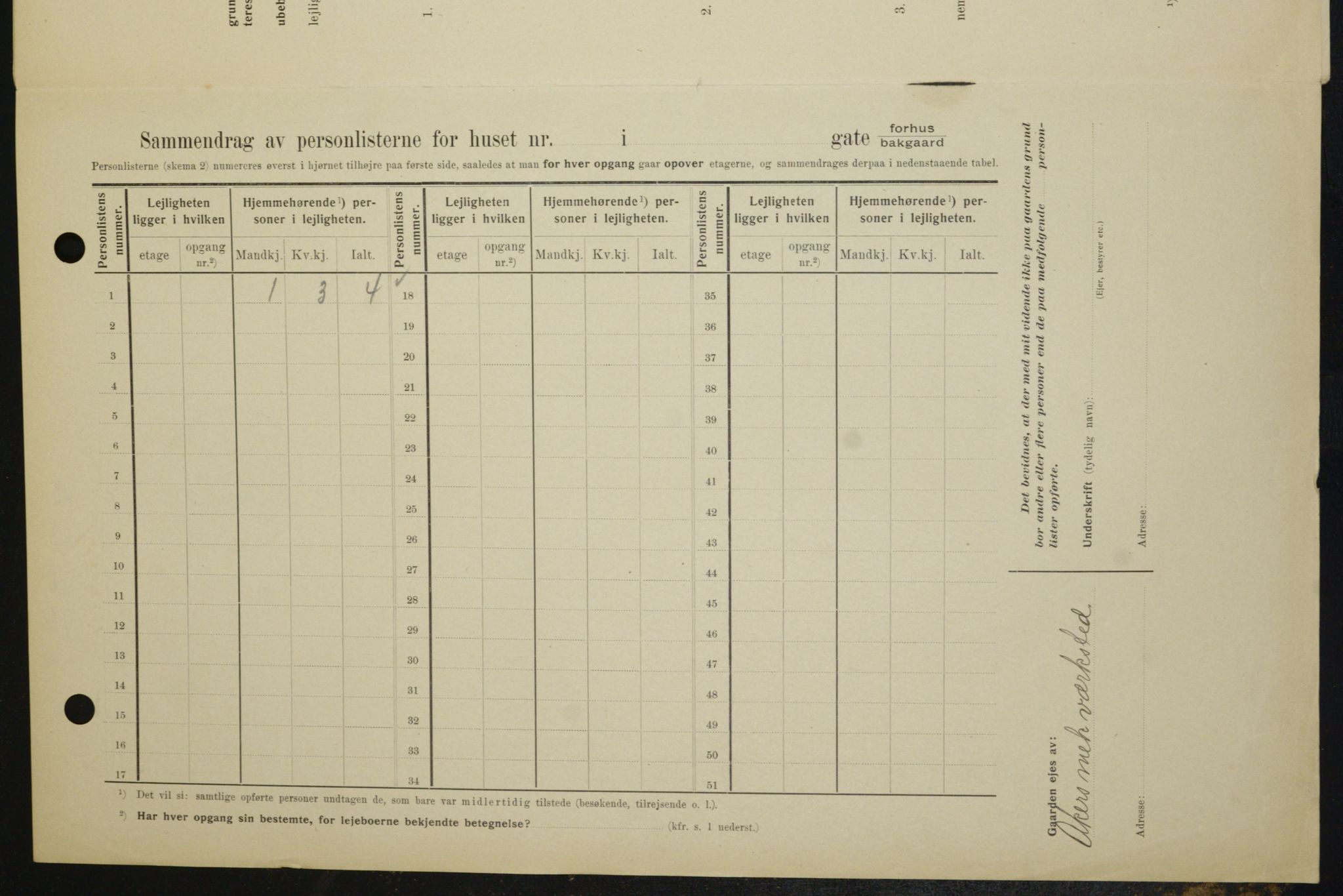 OBA, Kommunal folketelling 1.2.1909 for Kristiania kjøpstad, 1909, s. 14459