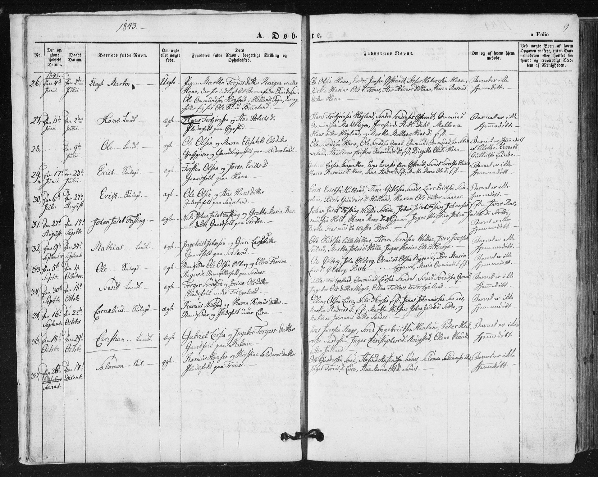 Høyland sokneprestkontor, AV/SAST-A-101799/001/30BA/L0008: Ministerialbok nr. A 8, 1841-1856, s. 9