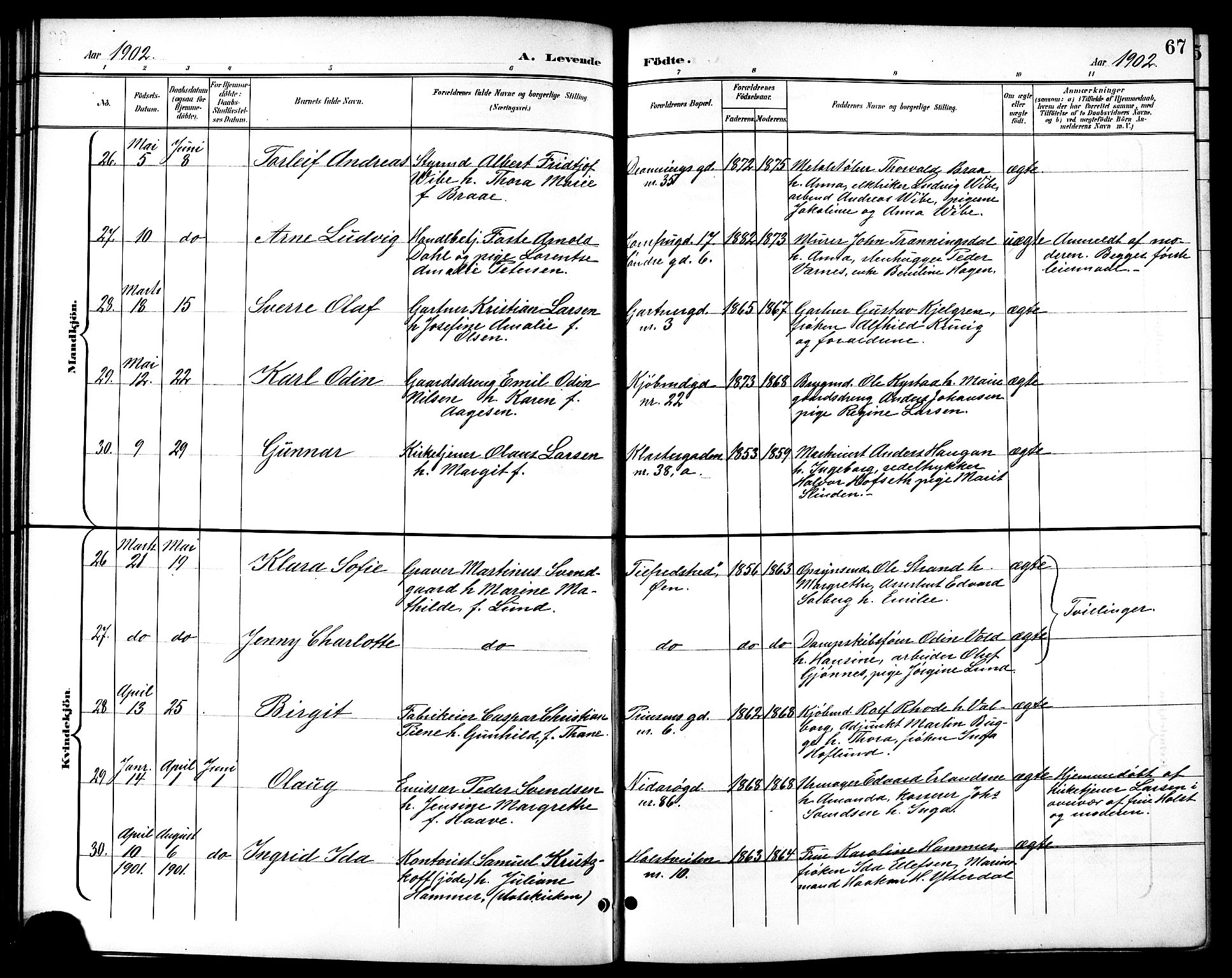 Ministerialprotokoller, klokkerbøker og fødselsregistre - Sør-Trøndelag, AV/SAT-A-1456/601/L0094: Klokkerbok nr. 601C12, 1898-1911, s. 67