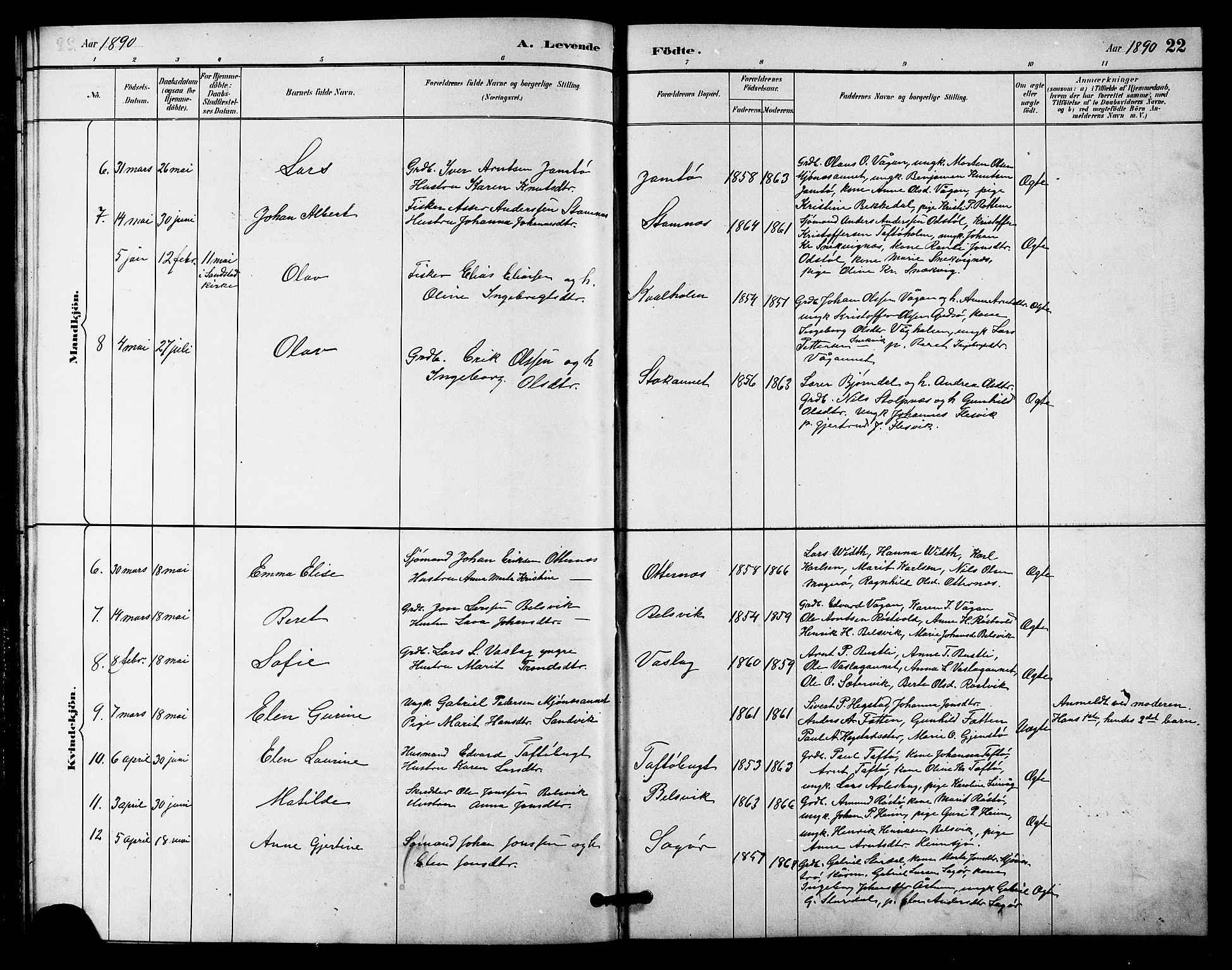 Ministerialprotokoller, klokkerbøker og fødselsregistre - Sør-Trøndelag, SAT/A-1456/633/L0519: Klokkerbok nr. 633C01, 1884-1905, s. 22