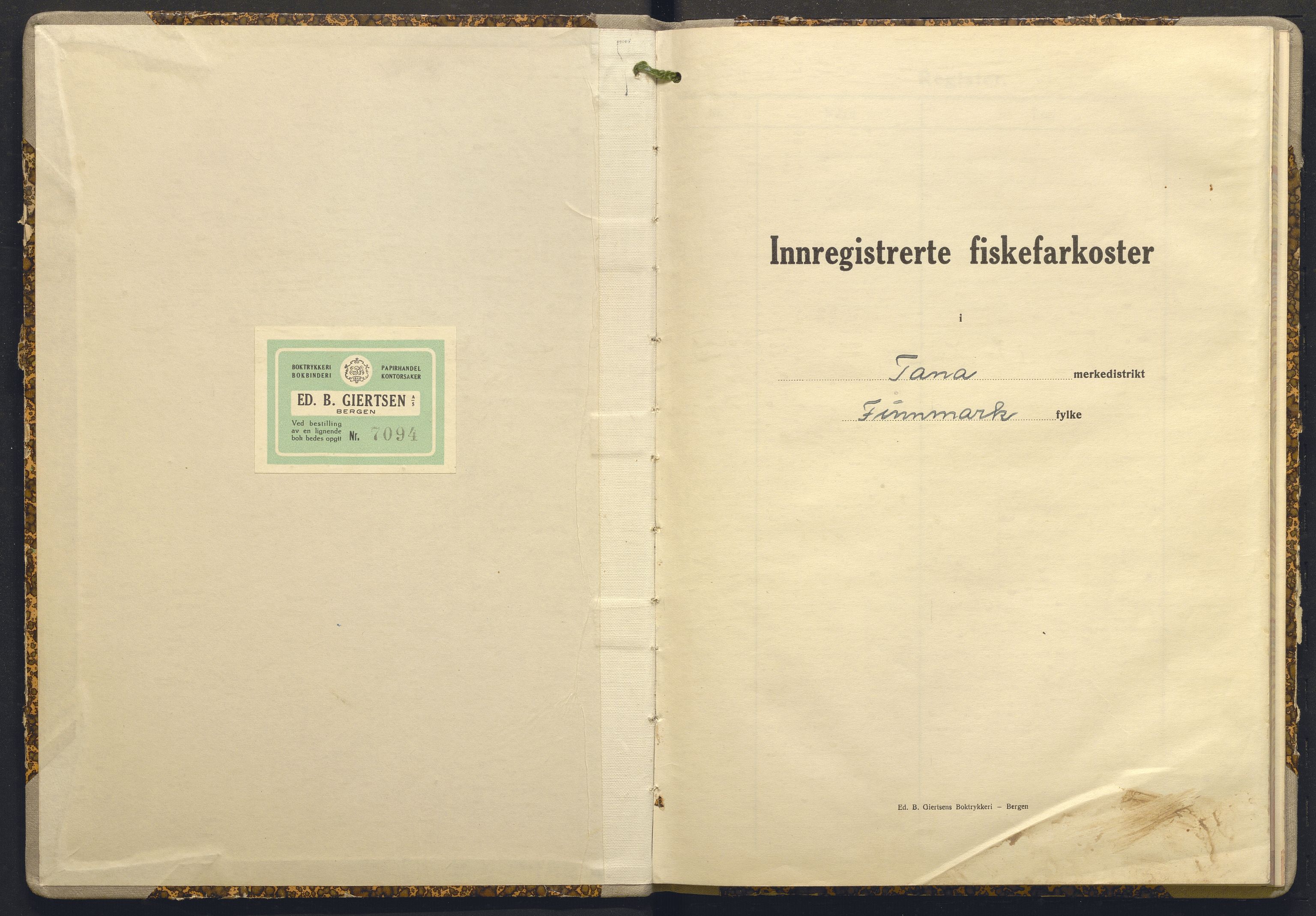 Fiskeridirektoratet - 1 Adm. ledelse - 13 Båtkontoret, AV/SAB-A-2003/I/Ia/Ia.a/L0059: 135.0120/1 Merkeprotokoll - Tana, 1946-1953