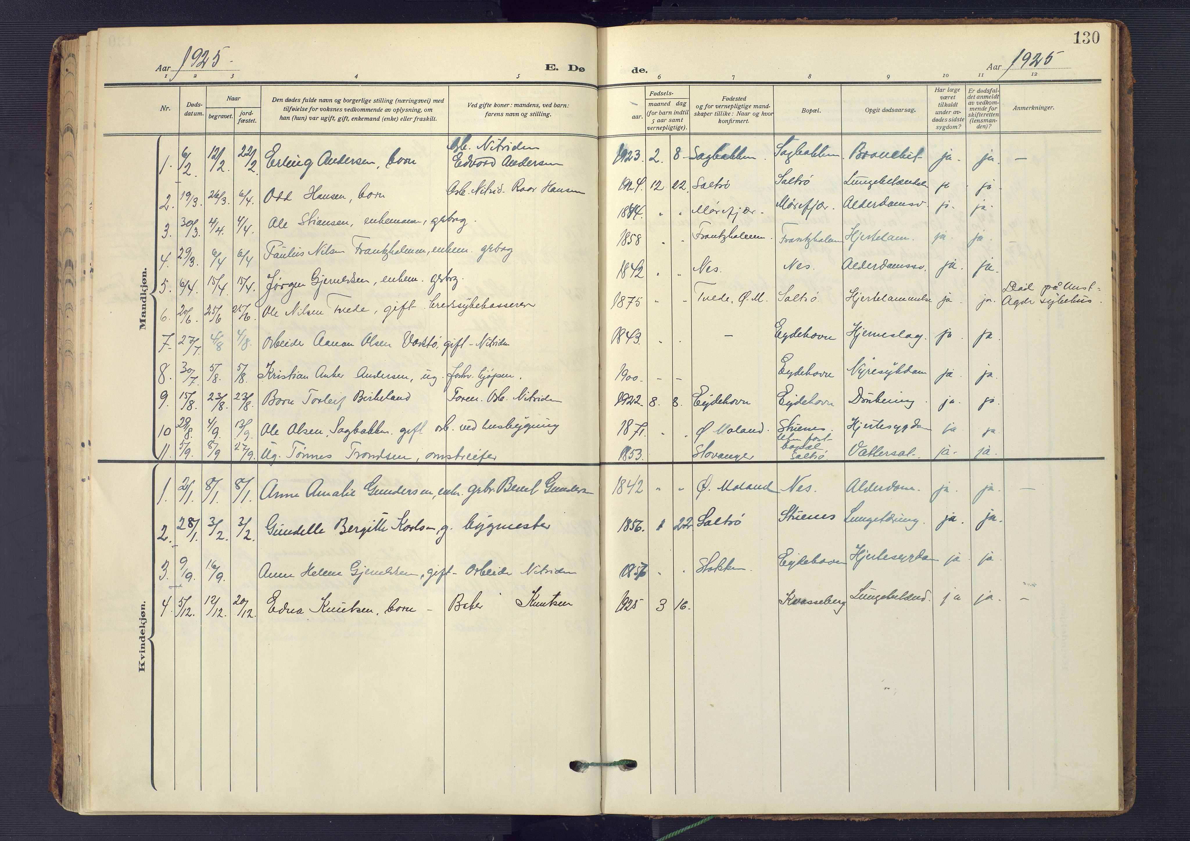 Austre Moland sokneprestkontor, AV/SAK-1111-0001/F/Fa/Fab/L0003: Ministerialbok nr. A 3, 1914-1927, s. 130