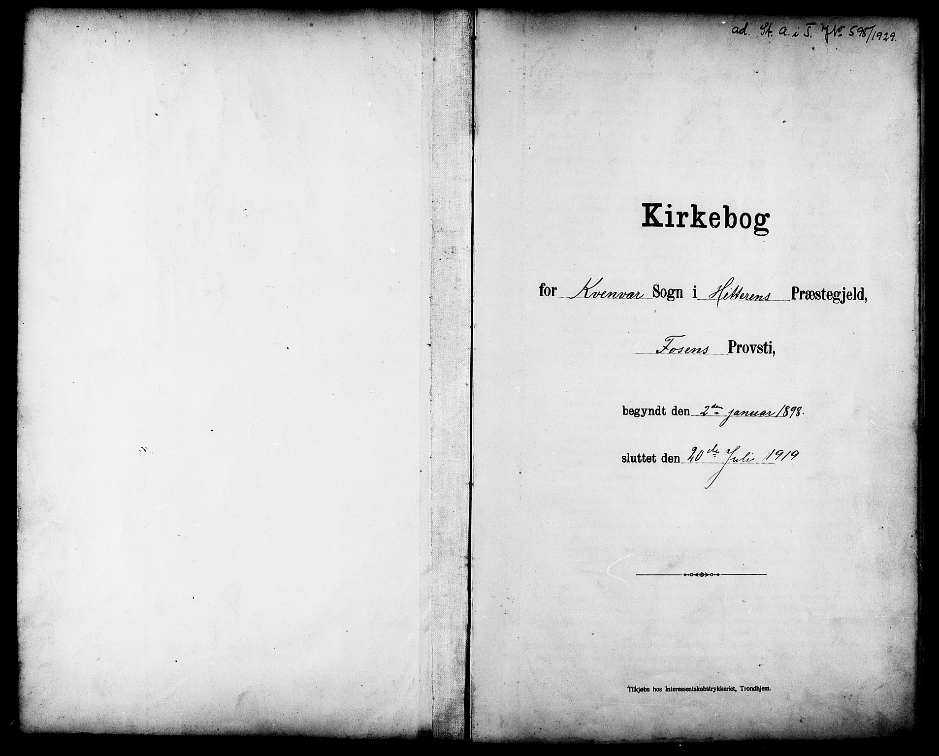 Ministerialprotokoller, klokkerbøker og fødselsregistre - Sør-Trøndelag, SAT/A-1456/635/L0553: Klokkerbok nr. 635C01, 1898-1919