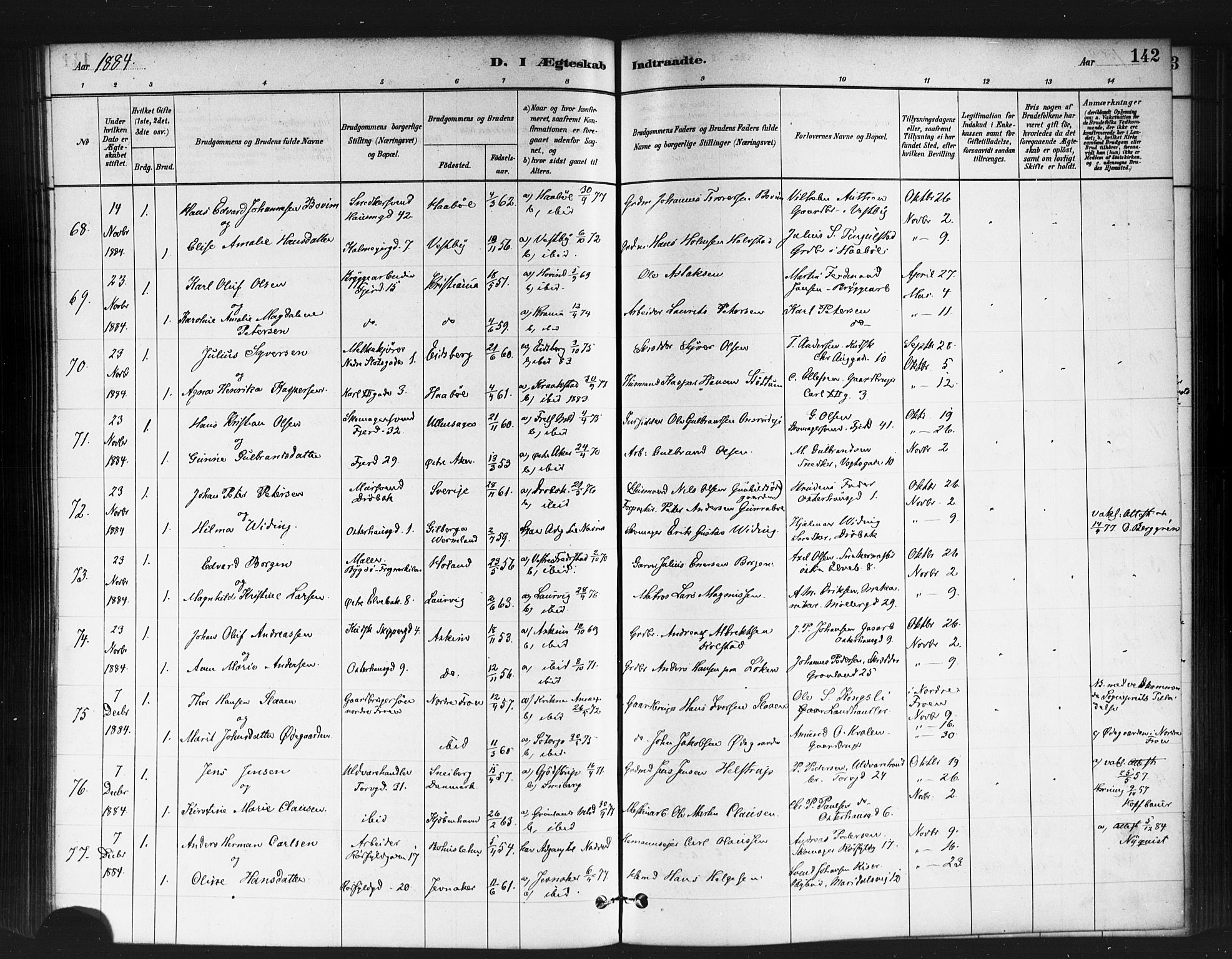 Jakob prestekontor Kirkebøker, AV/SAO-A-10850/F/Fa/L0004: Ministerialbok nr. 4, 1880-1894, s. 142