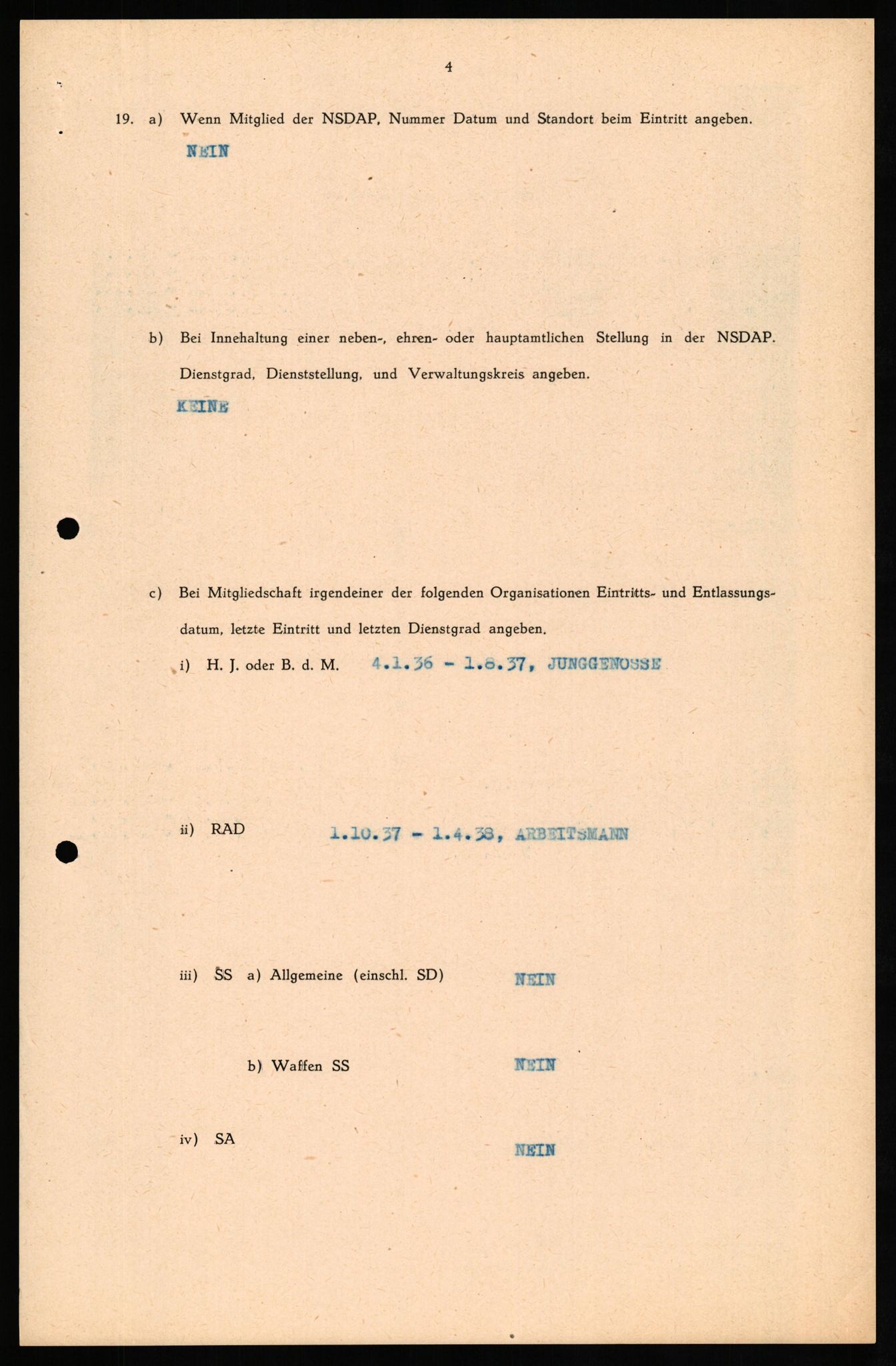 Forsvaret, Forsvarets overkommando II, RA/RAFA-3915/D/Db/L0029: CI Questionaires. Tyske okkupasjonsstyrker i Norge. Tyskere., 1945-1946, s. 224