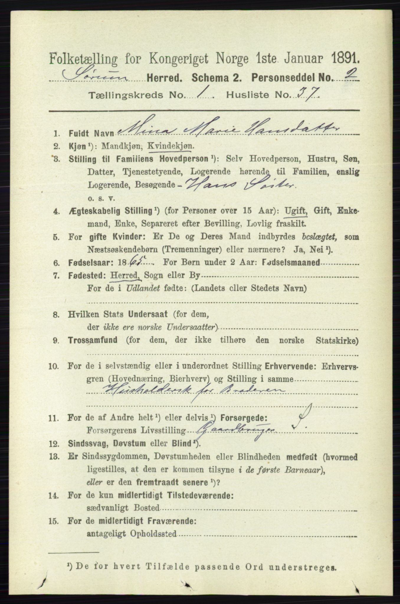 RA, Folketelling 1891 for 0226 Sørum herred, 1891, s. 327