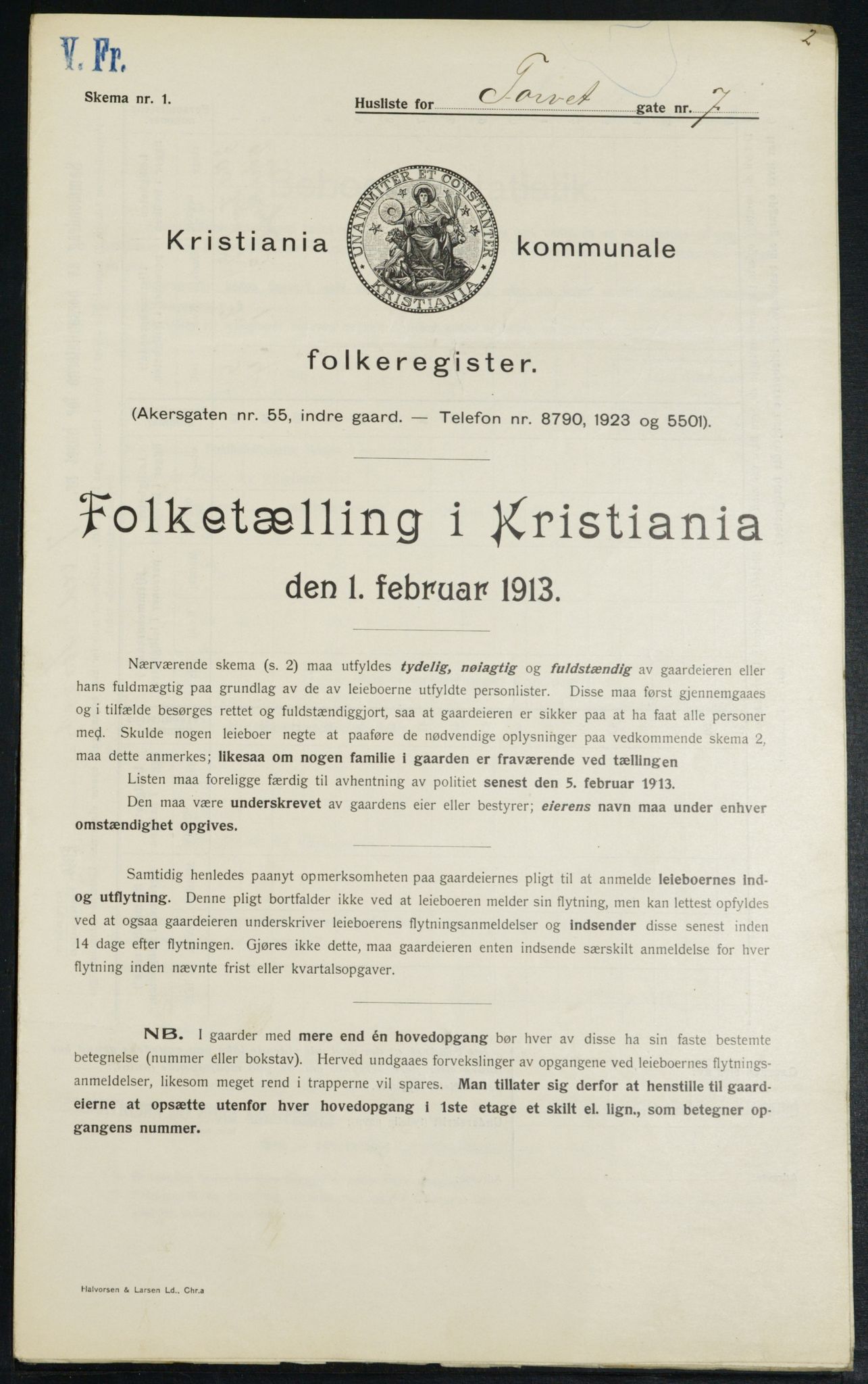 OBA, Kommunal folketelling 1.2.1913 for Kristiania, 1913, s. 103693