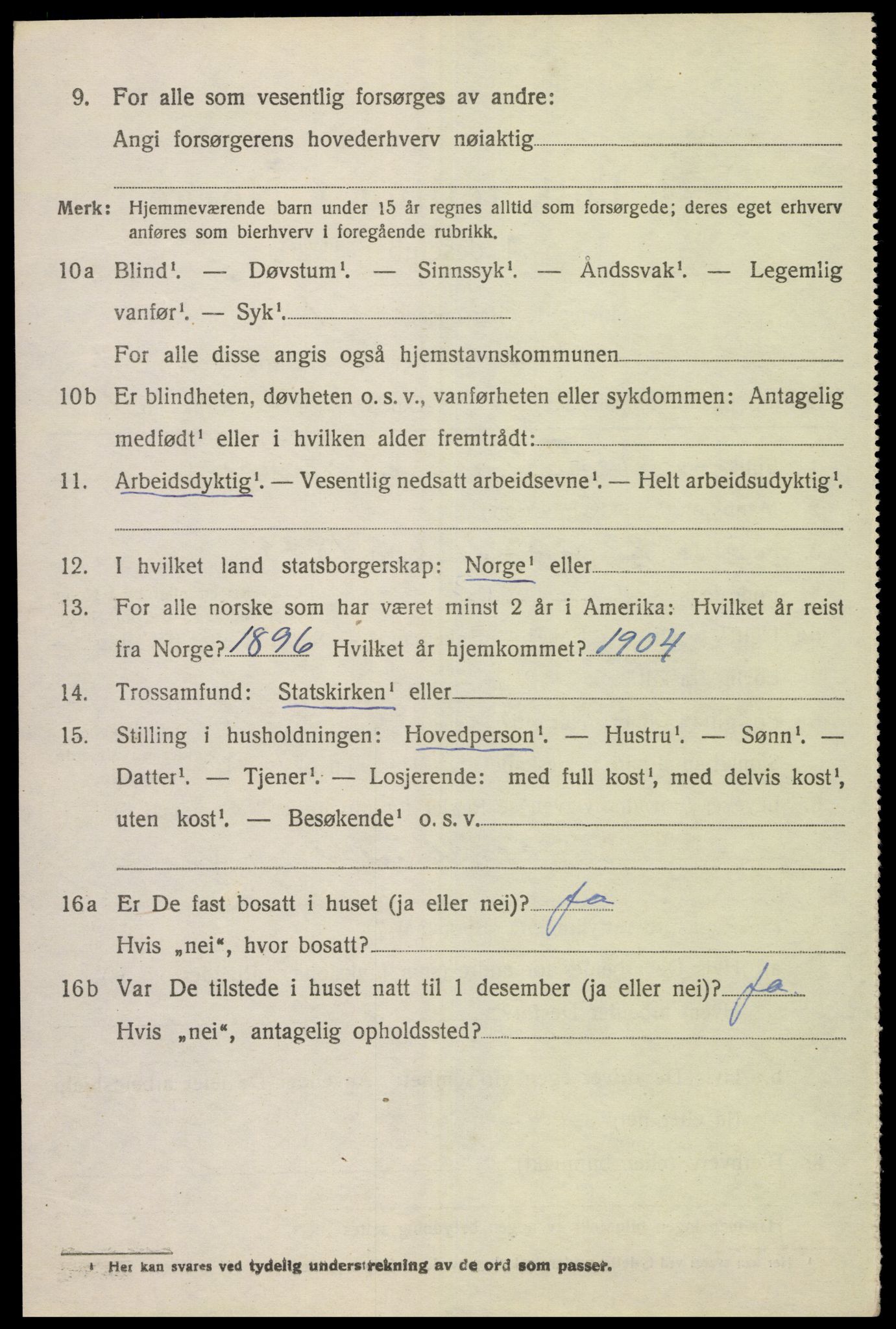 SAK, Folketelling 1920 for 1039 Herad herred, 1920, s. 1309