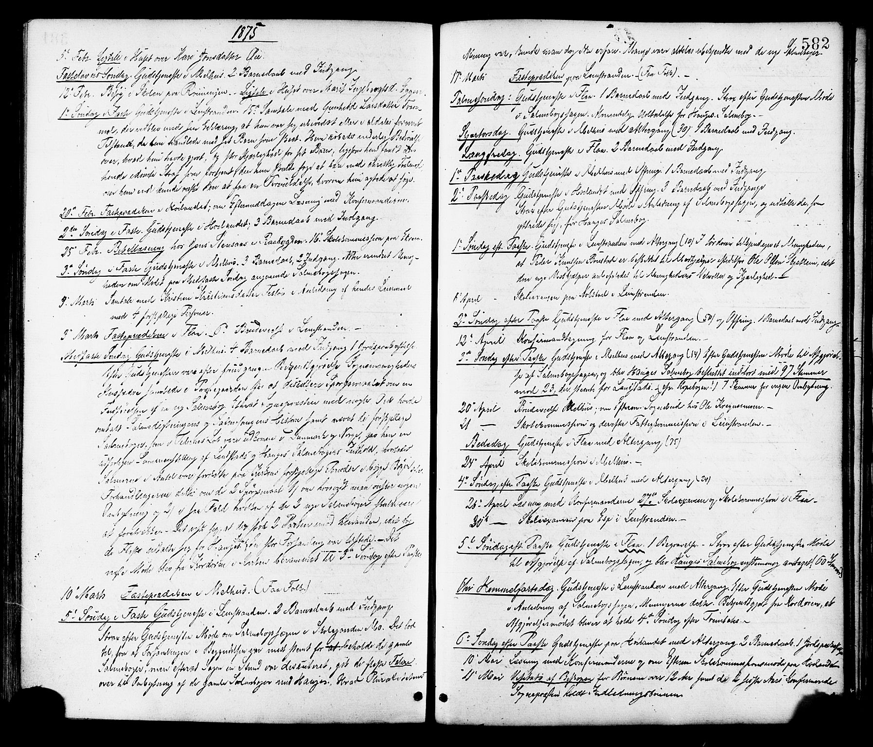 Ministerialprotokoller, klokkerbøker og fødselsregistre - Sør-Trøndelag, AV/SAT-A-1456/691/L1079: Ministerialbok nr. 691A11, 1873-1886, s. 582