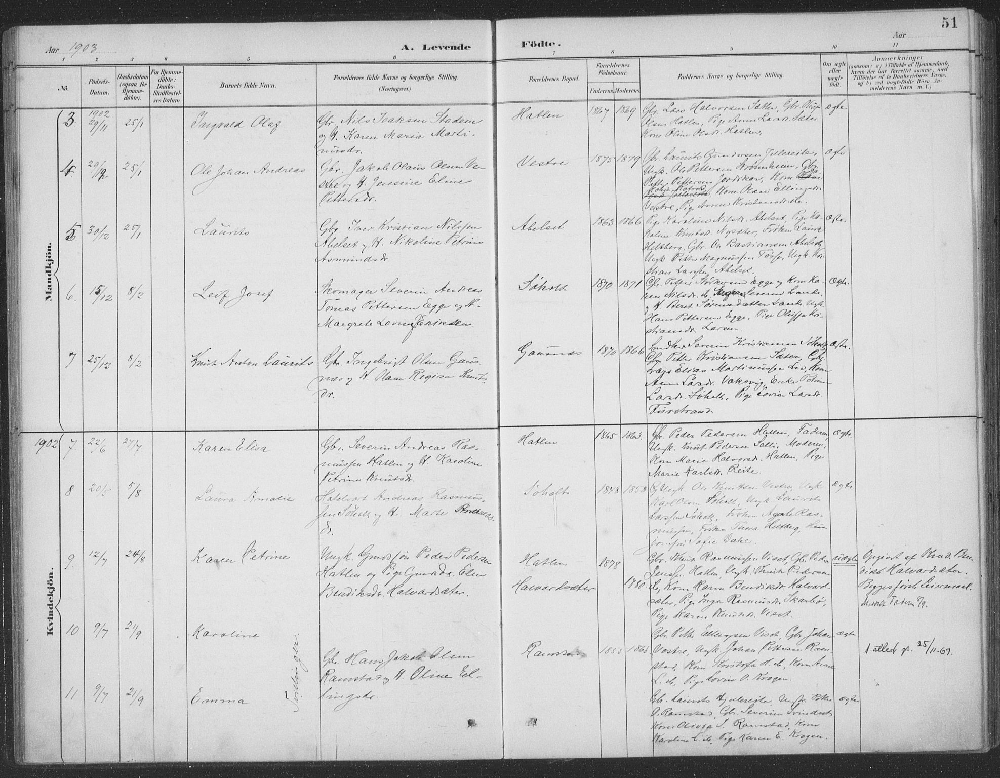 Ministerialprotokoller, klokkerbøker og fødselsregistre - Møre og Romsdal, AV/SAT-A-1454/522/L0316: Ministerialbok nr. 522A11, 1890-1911, s. 51