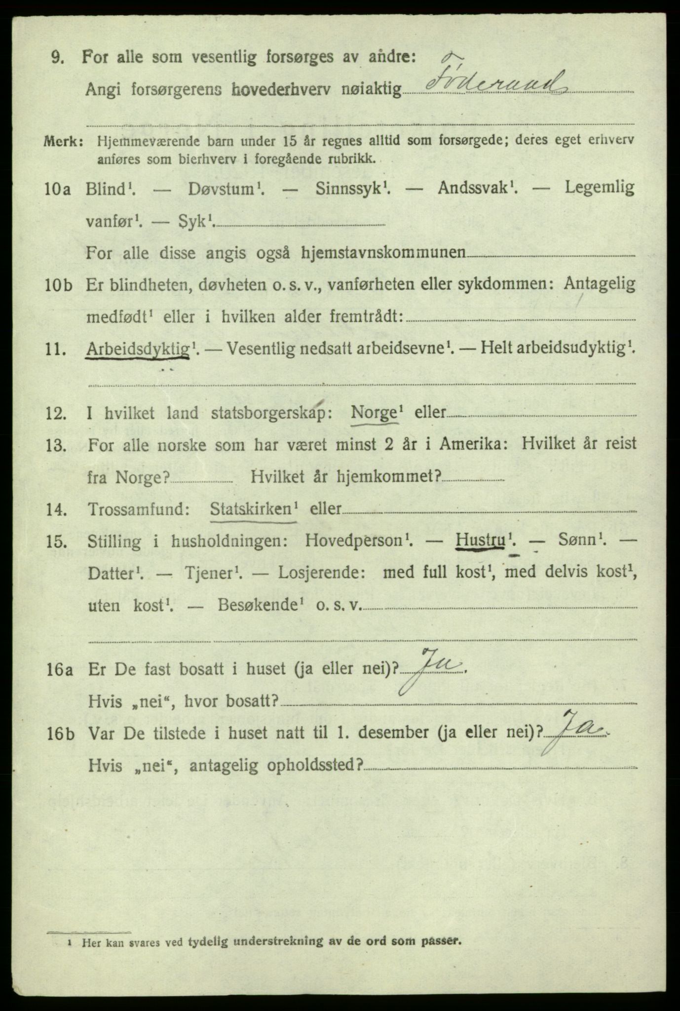 SAB, Folketelling 1920 for 1227 Jondal herred, 1920, s. 949