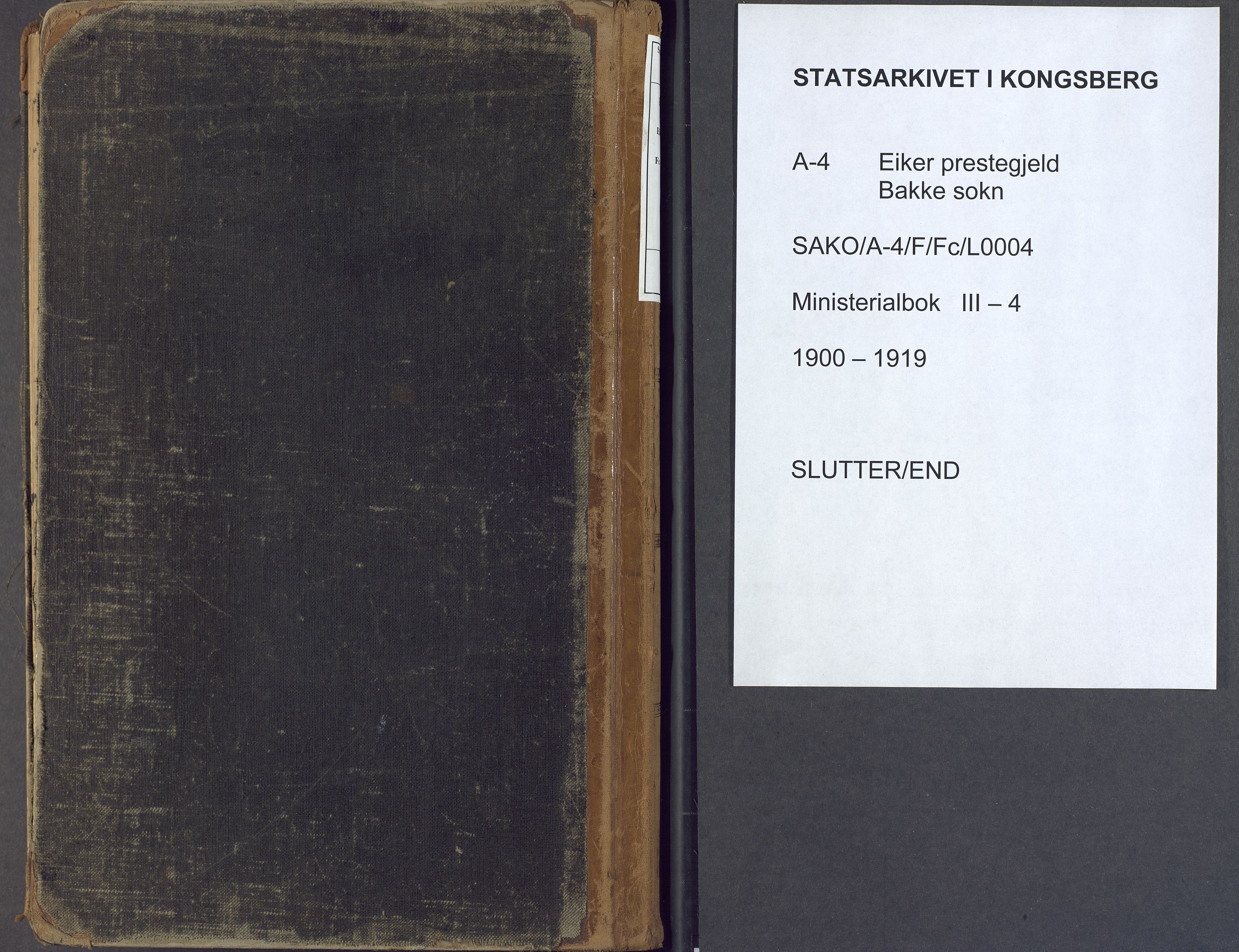 Eiker kirkebøker, AV/SAKO-A-4/F/Fc/L0004: Ministerialbok nr. III 4, 1900-1919