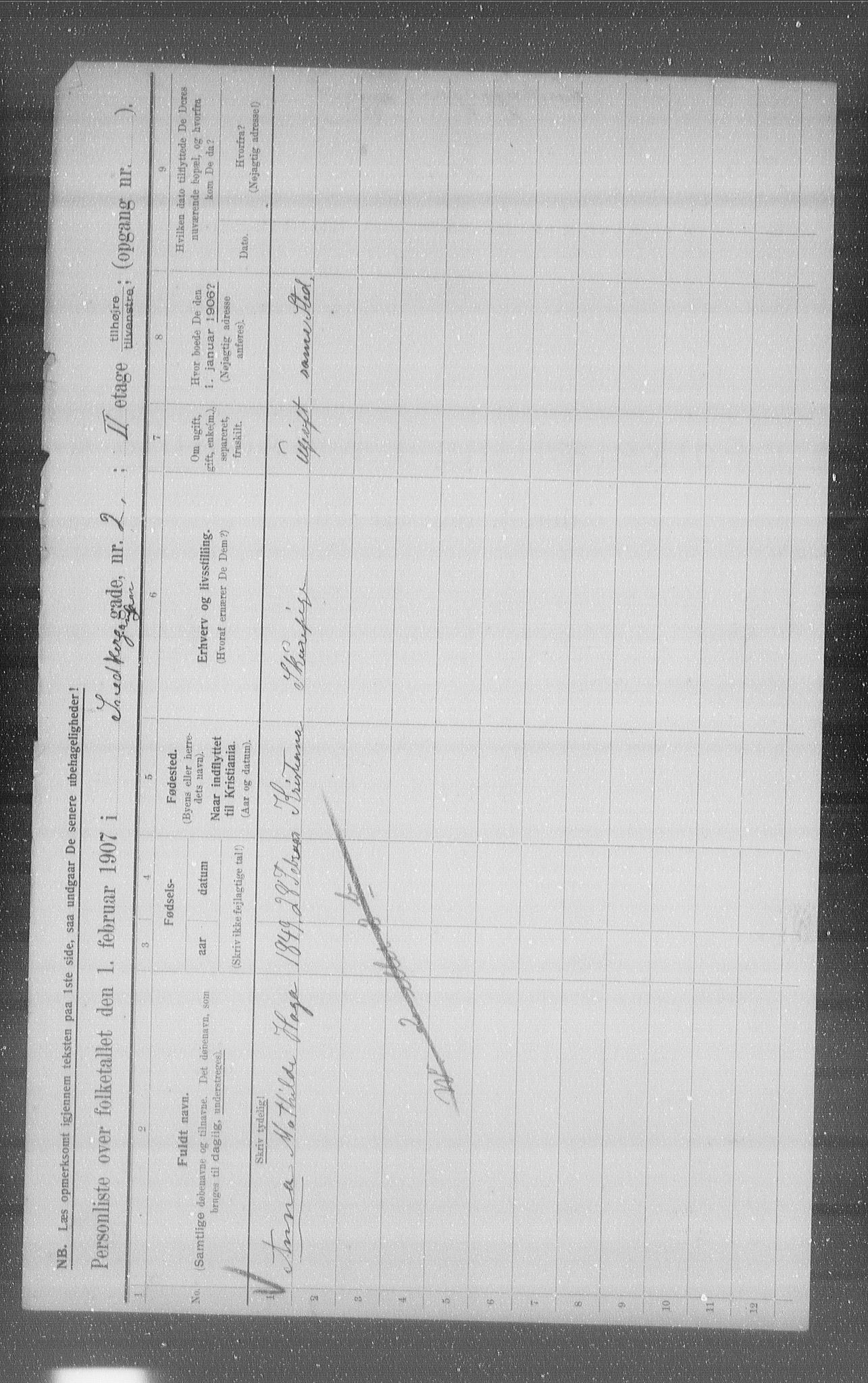 OBA, Kommunal folketelling 1.2.1907 for Kristiania kjøpstad, 1907, s. 49994