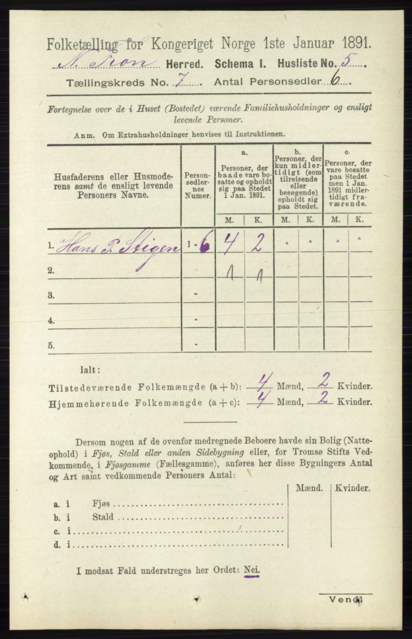 RA, Folketelling 1891 for 0518 Nord-Fron herred, 1891, s. 2740