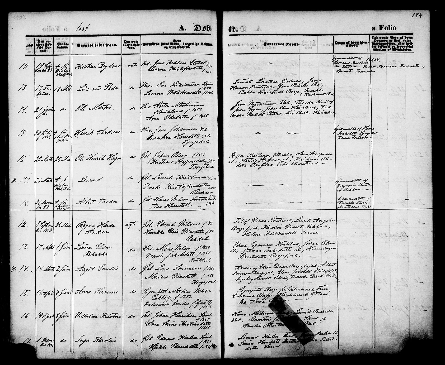 Ministerialprotokoller, klokkerbøker og fødselsregistre - Nordland, SAT/A-1459/880/L1132: Ministerialbok nr. 880A06, 1869-1887, s. 124