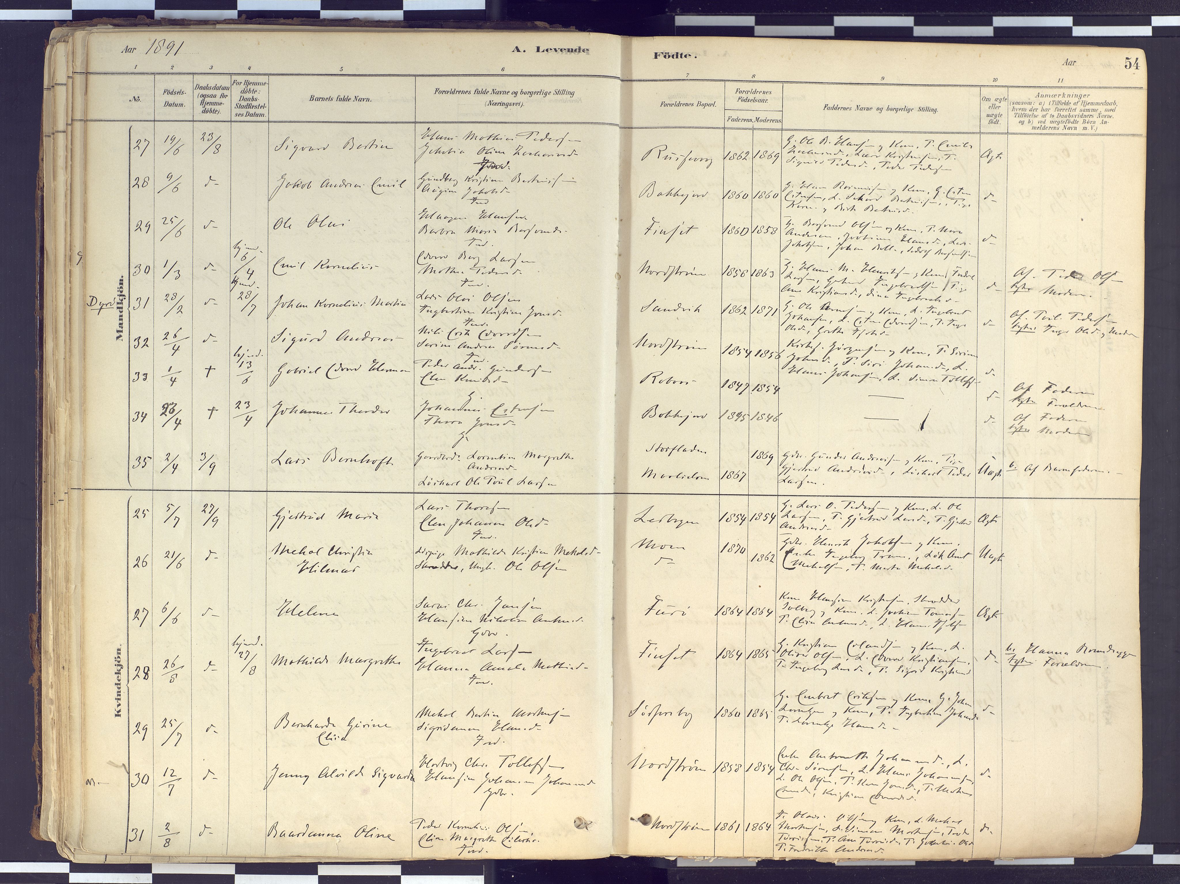 Tranøy sokneprestkontor, AV/SATØ-S-1313/I/Ia/Iaa/L0010kirke: Ministerialbok nr. 10, 1878-1904, s. 54