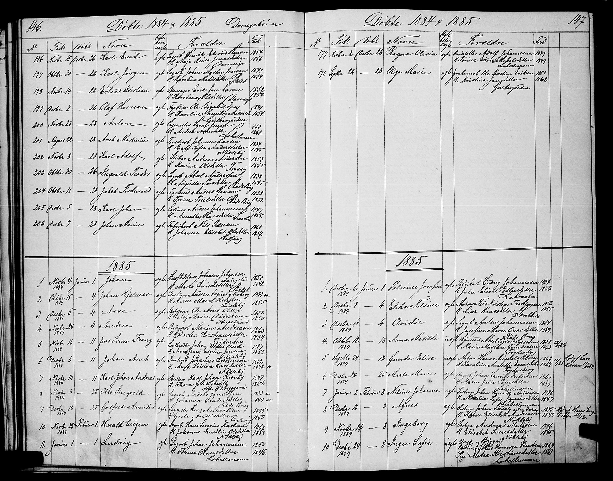 Glemmen prestekontor Kirkebøker, SAO/A-10908/G/Ga/L0005: Klokkerbok nr. 5, 1876-1893, s. 146-147
