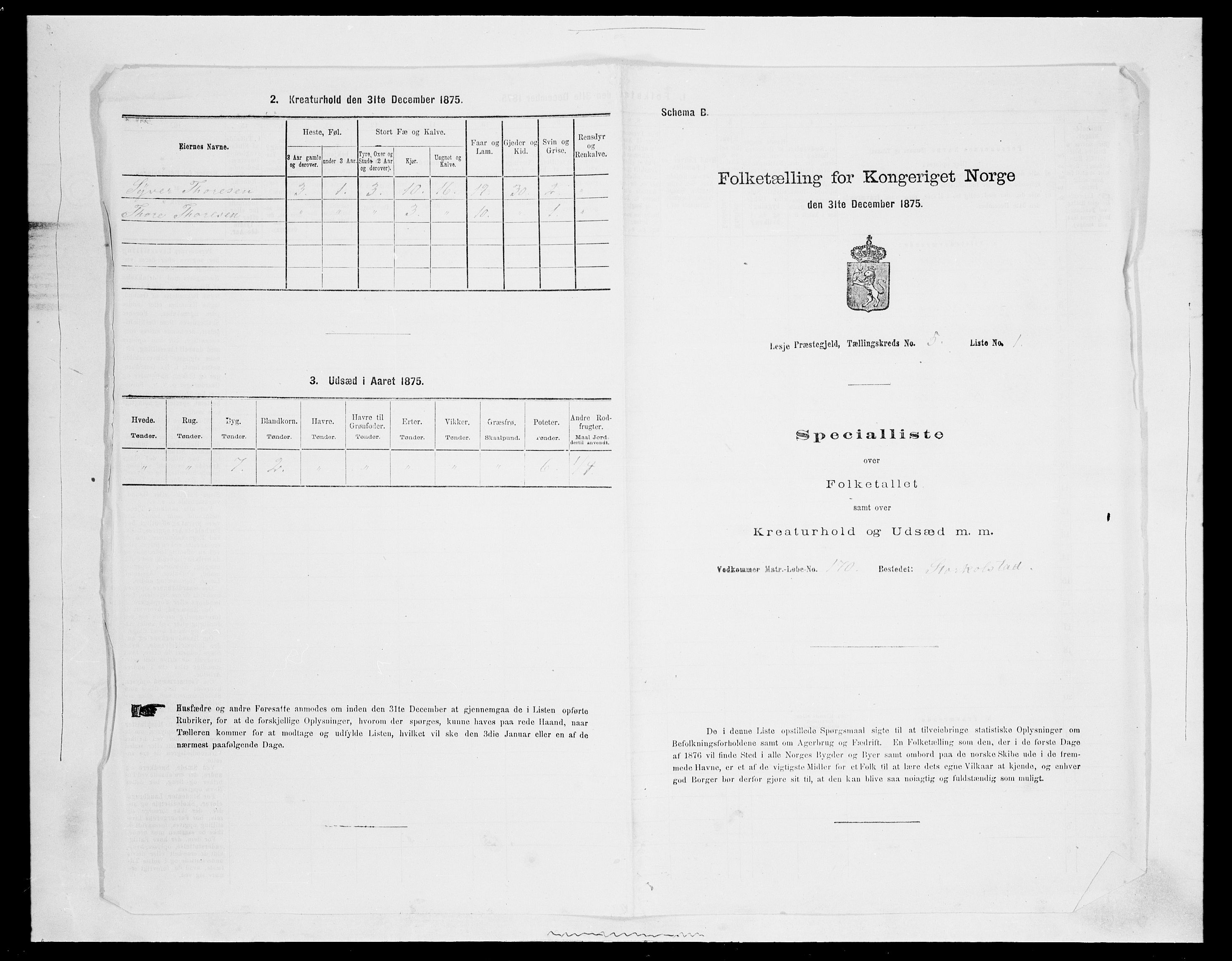 SAH, Folketelling 1875 for 0512P Lesja prestegjeld, 1875, s. 727