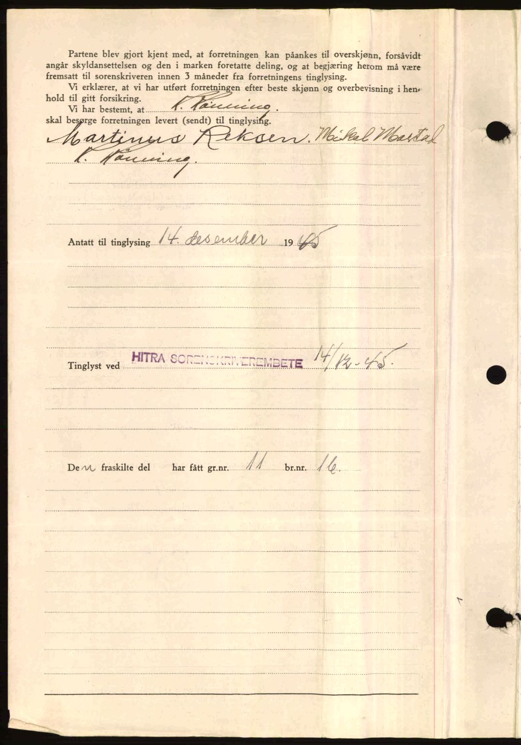 Hitra sorenskriveri, AV/SAT-A-0018/2/2C/2Ca: Pantebok nr. A2, 1943-1945, Dagboknr: 636/1945