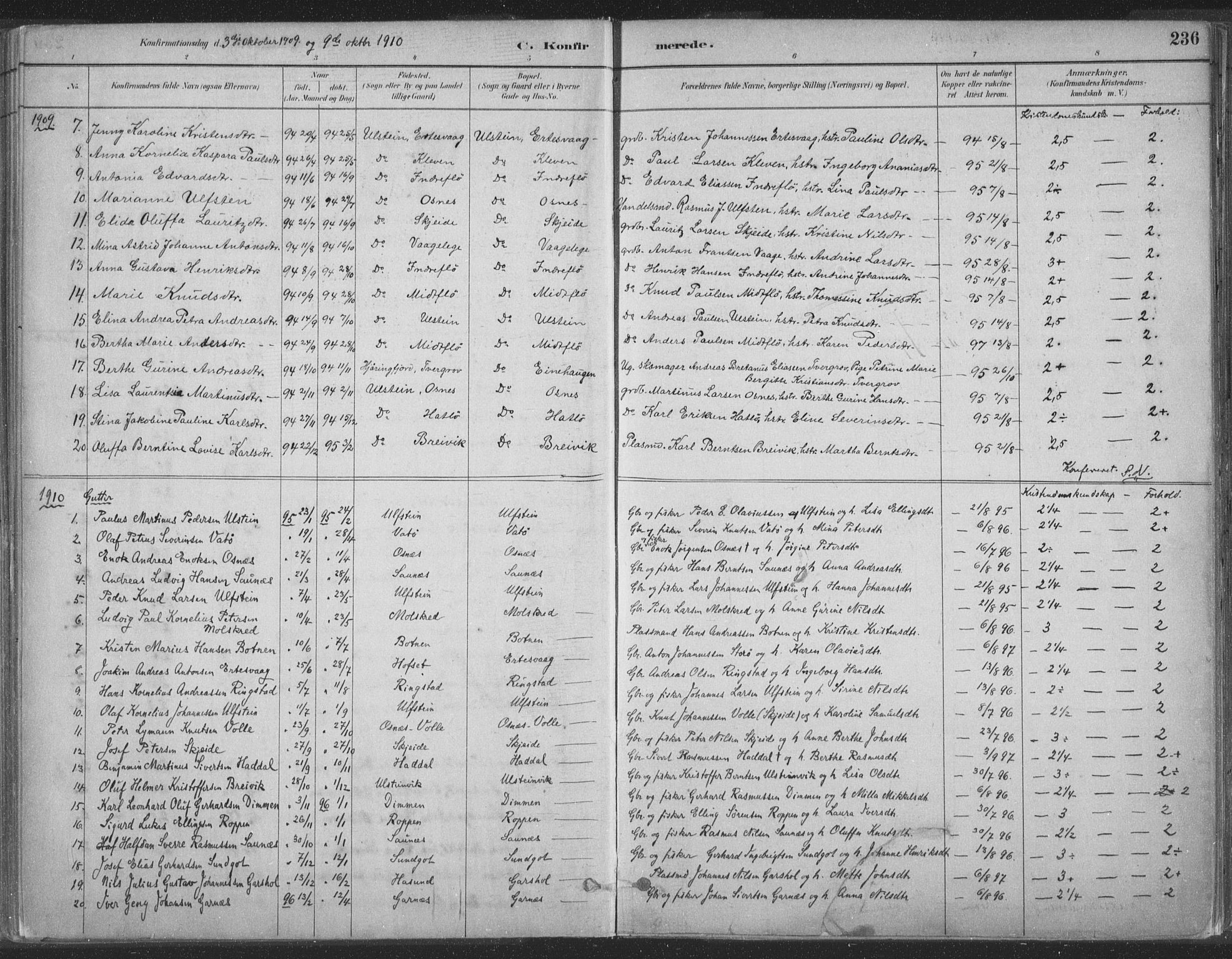 Ministerialprotokoller, klokkerbøker og fødselsregistre - Møre og Romsdal, AV/SAT-A-1454/509/L0106: Ministerialbok nr. 509A04, 1883-1922, s. 236