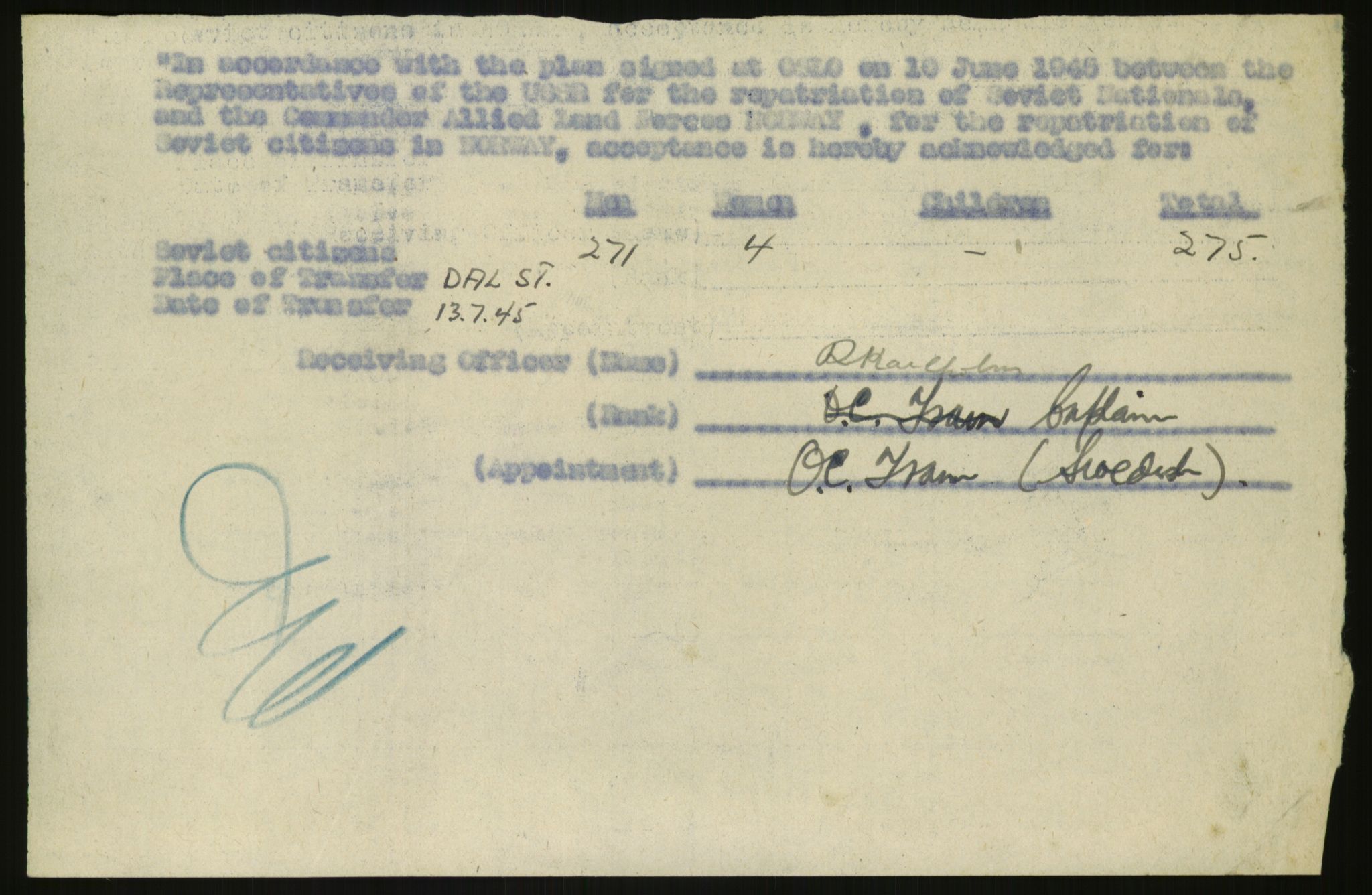 Flyktnings- og fangedirektoratet, Repatrieringskontoret, RA/S-1681/D/Db/L0020: Displaced Persons (DPs) og sivile tyskere, 1945-1948, s. 519