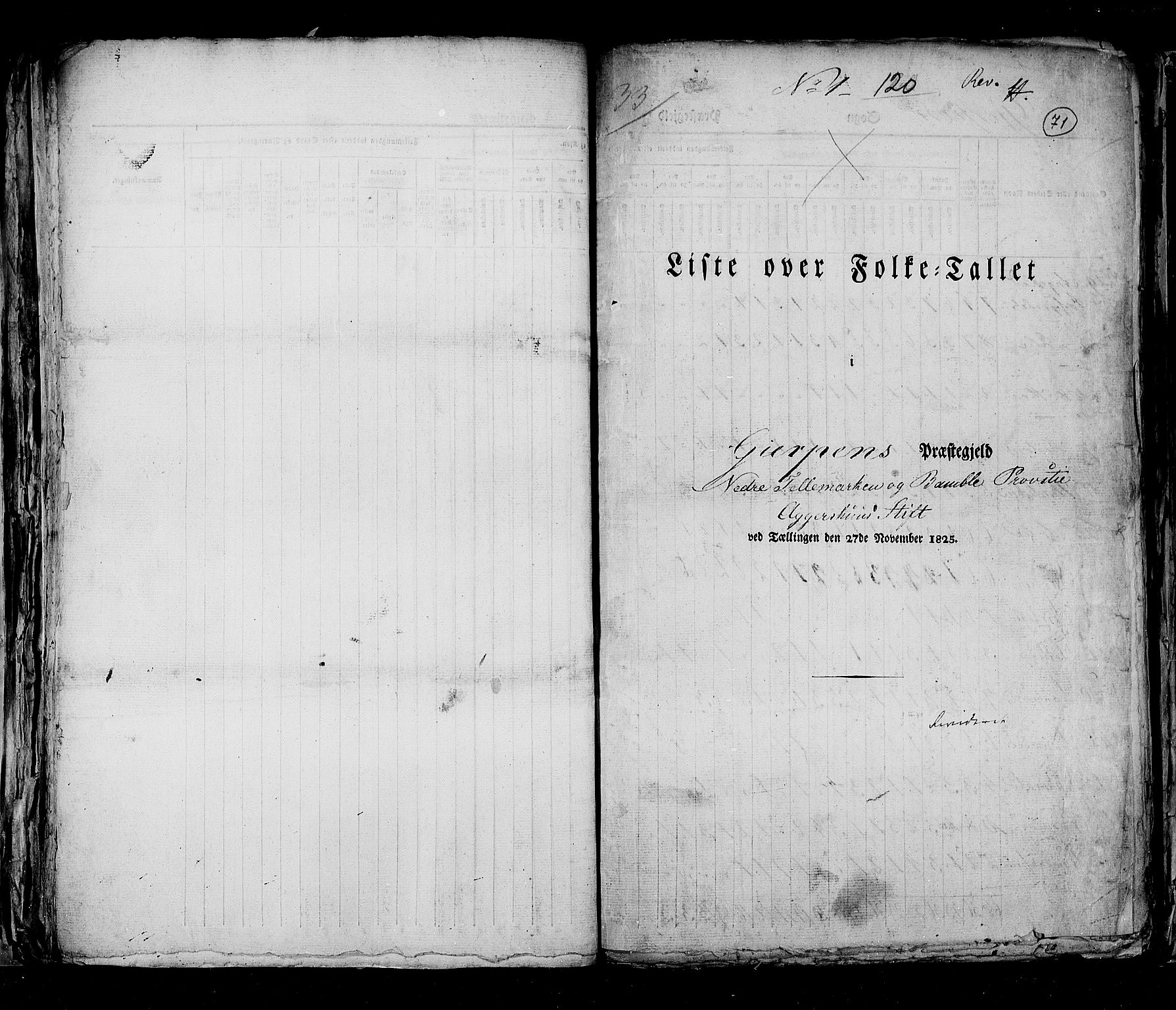 RA, Folketellingen 1825, bind 9: Bratsberg amt, 1825, s. 71