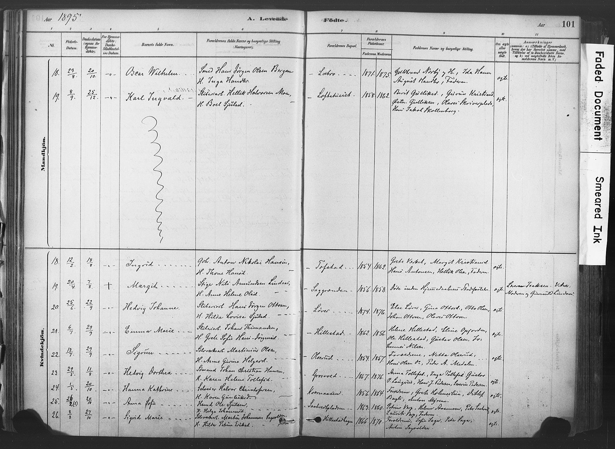 Sandsvær kirkebøker, AV/SAKO-A-244/F/Fd/L0001: Ministerialbok nr. IV 1, 1878-1906, s. 101