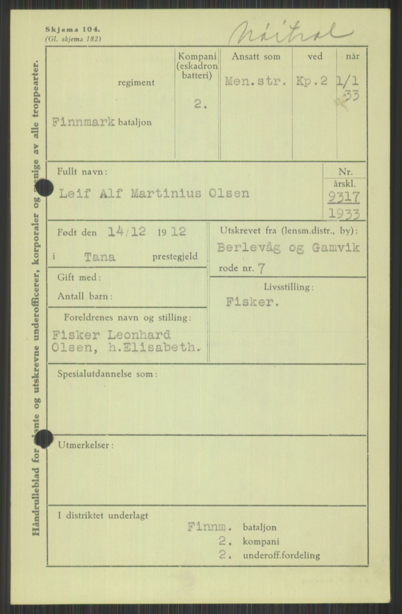 Forsvaret, Varanger bataljon, AV/RA-RAFA-2258/1/D/L0440: Rulleblad for fødte 1892-1912, 1892-1912, s. 1723