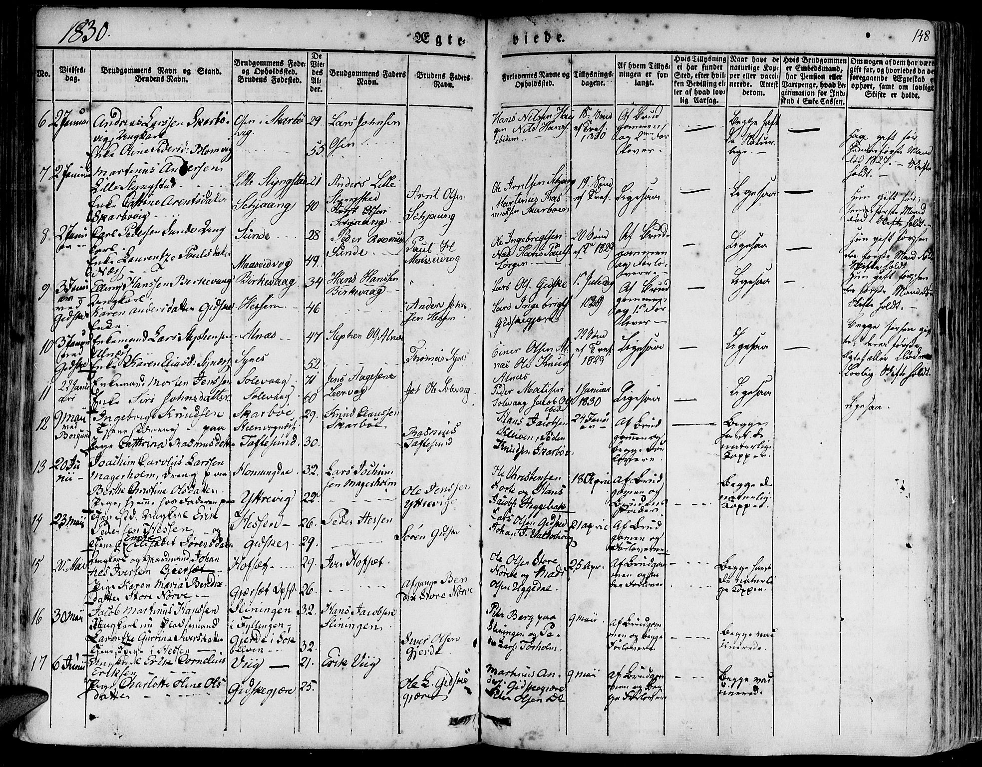 Ministerialprotokoller, klokkerbøker og fødselsregistre - Møre og Romsdal, AV/SAT-A-1454/528/L0395: Ministerialbok nr. 528A06, 1828-1839, s. 148