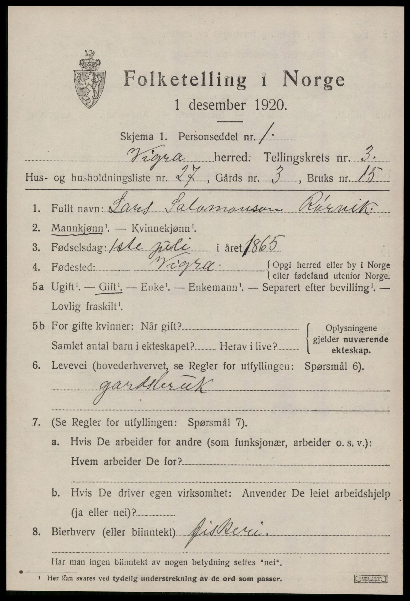 SAT, Folketelling 1920 for 1533 Vigra herred, 1920, s. 1722