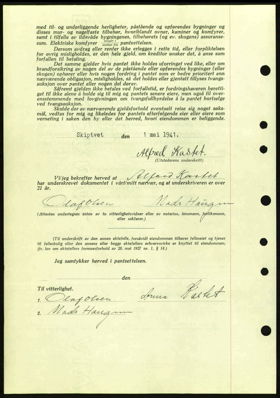 Moss sorenskriveri, SAO/A-10168: Pantebok nr. B10, 1940-1941, Dagboknr: 845/1941