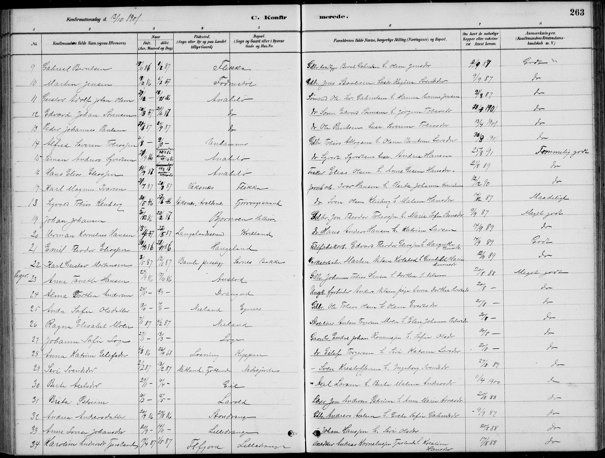 Flekkefjord sokneprestkontor, AV/SAK-1111-0012/F/Fb/Fbc/L0007: Klokkerbok nr. B 7, 1880-1902, s. 263