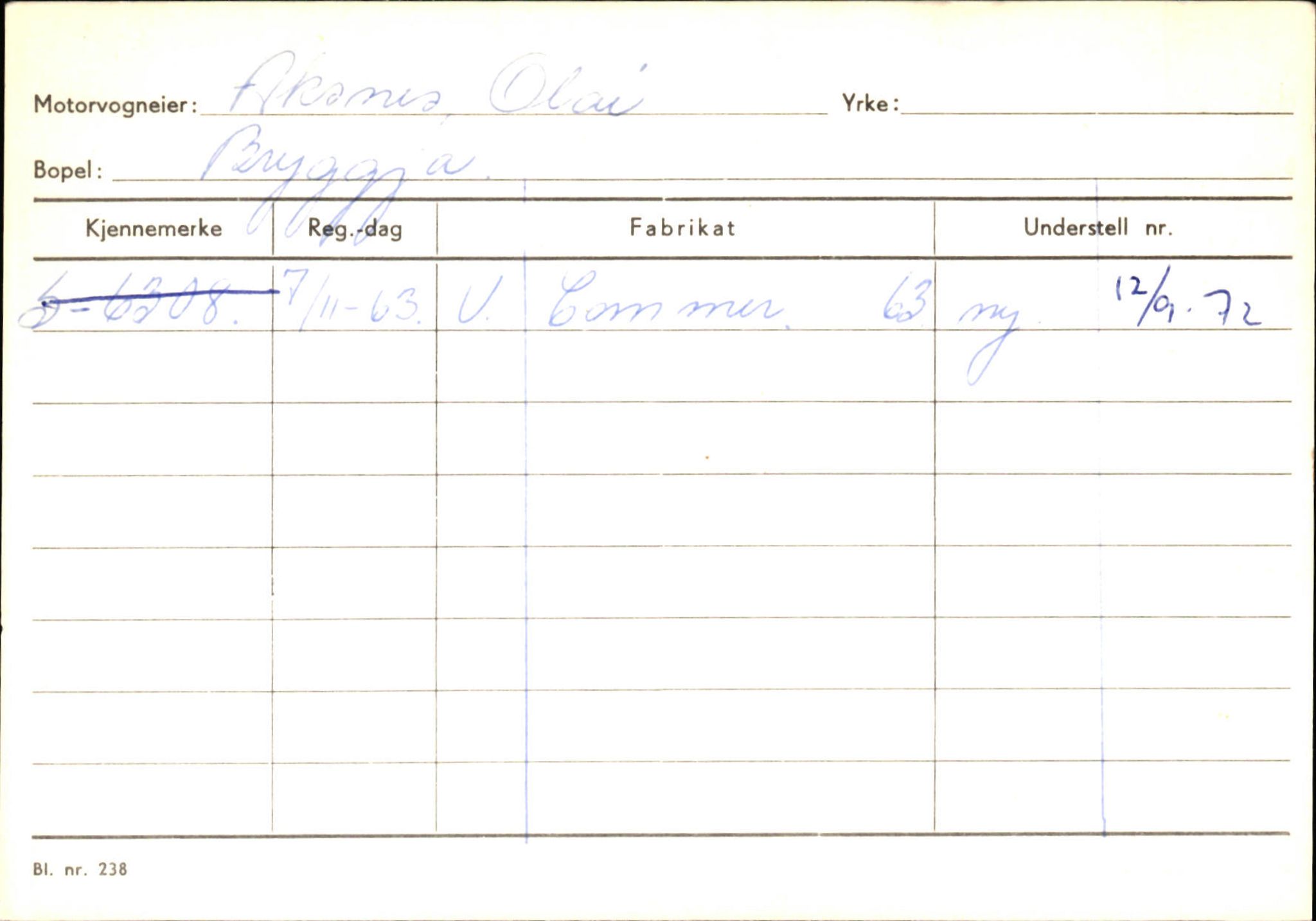 Statens vegvesen, Sogn og Fjordane vegkontor, AV/SAB-A-5301/4/F/L0144: Registerkort Vågsøy A-R, 1945-1975, s. 3