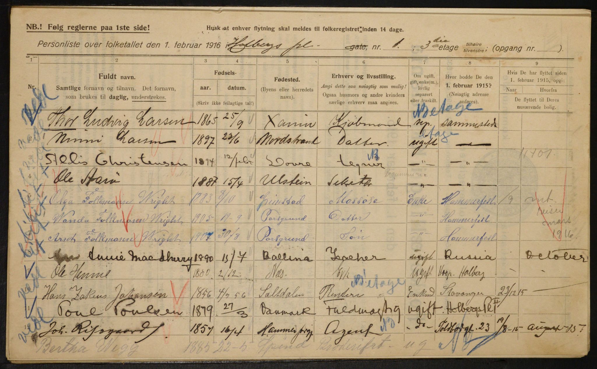 OBA, Kommunal folketelling 1.2.1916 for Kristiania, 1916, s. 41194