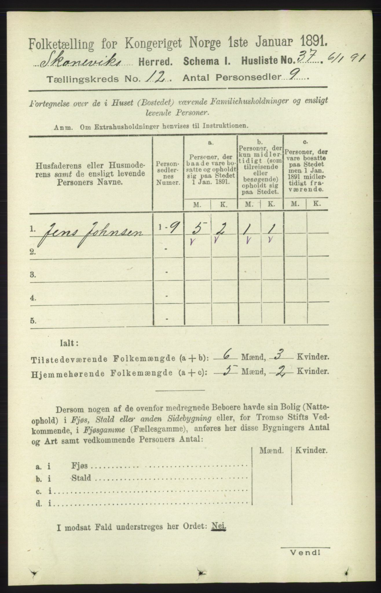 RA, Folketelling 1891 for 1212 Skånevik herred, 1891, s. 3746