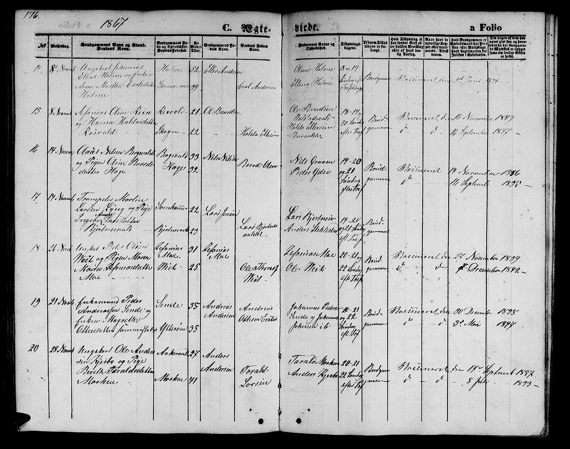 Ministerialprotokoller, klokkerbøker og fødselsregistre - Nord-Trøndelag, SAT/A-1458/723/L0254: Klokkerbok nr. 723C02, 1858-1868, s. 176