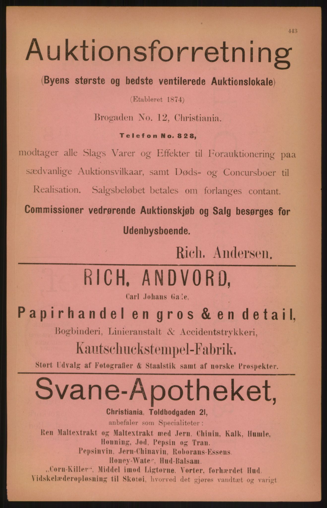 Kristiania/Oslo adressebok, PUBL/-, 1891, s. 443