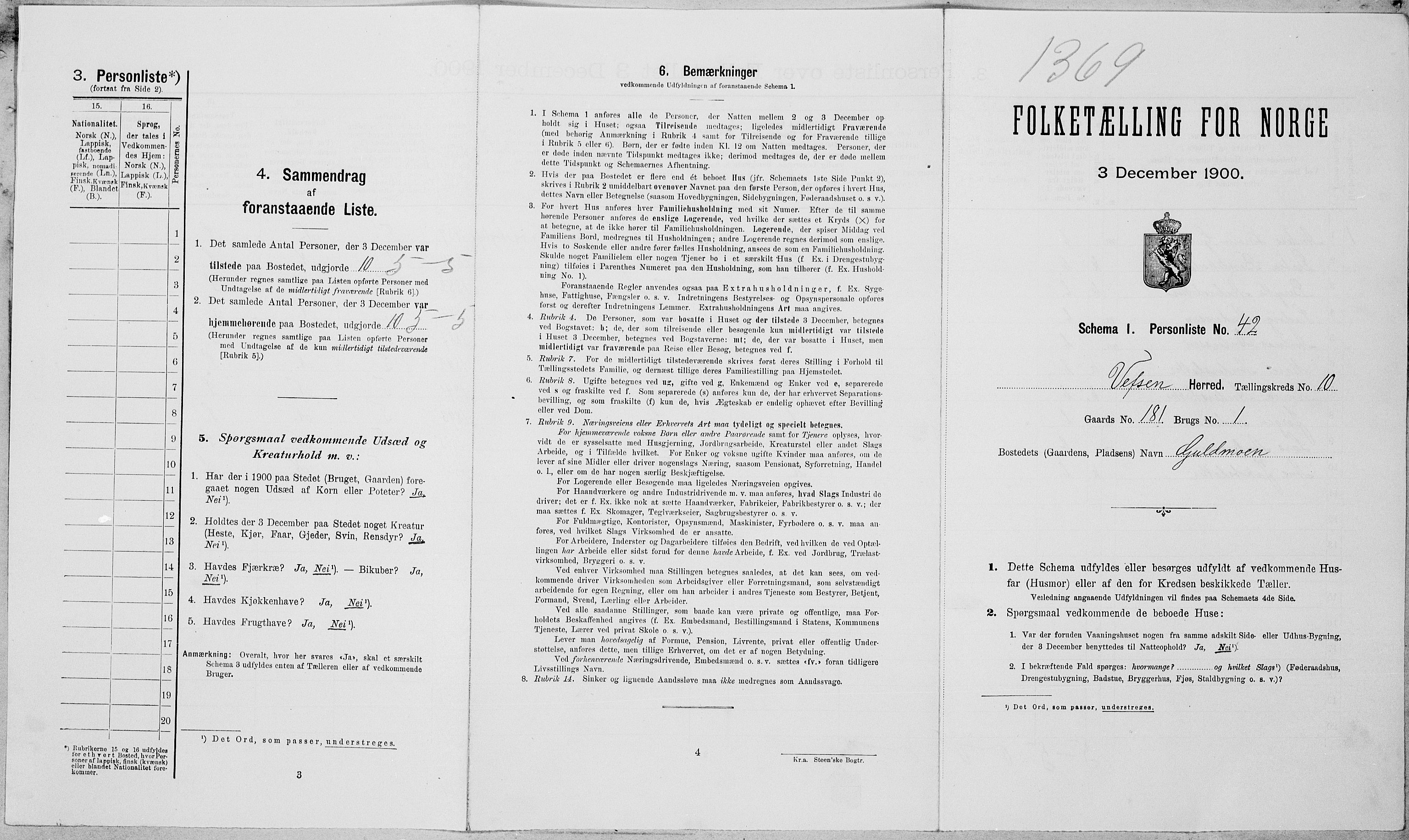 SAT, Folketelling 1900 for 1824 Vefsn herred, 1900, s. 961