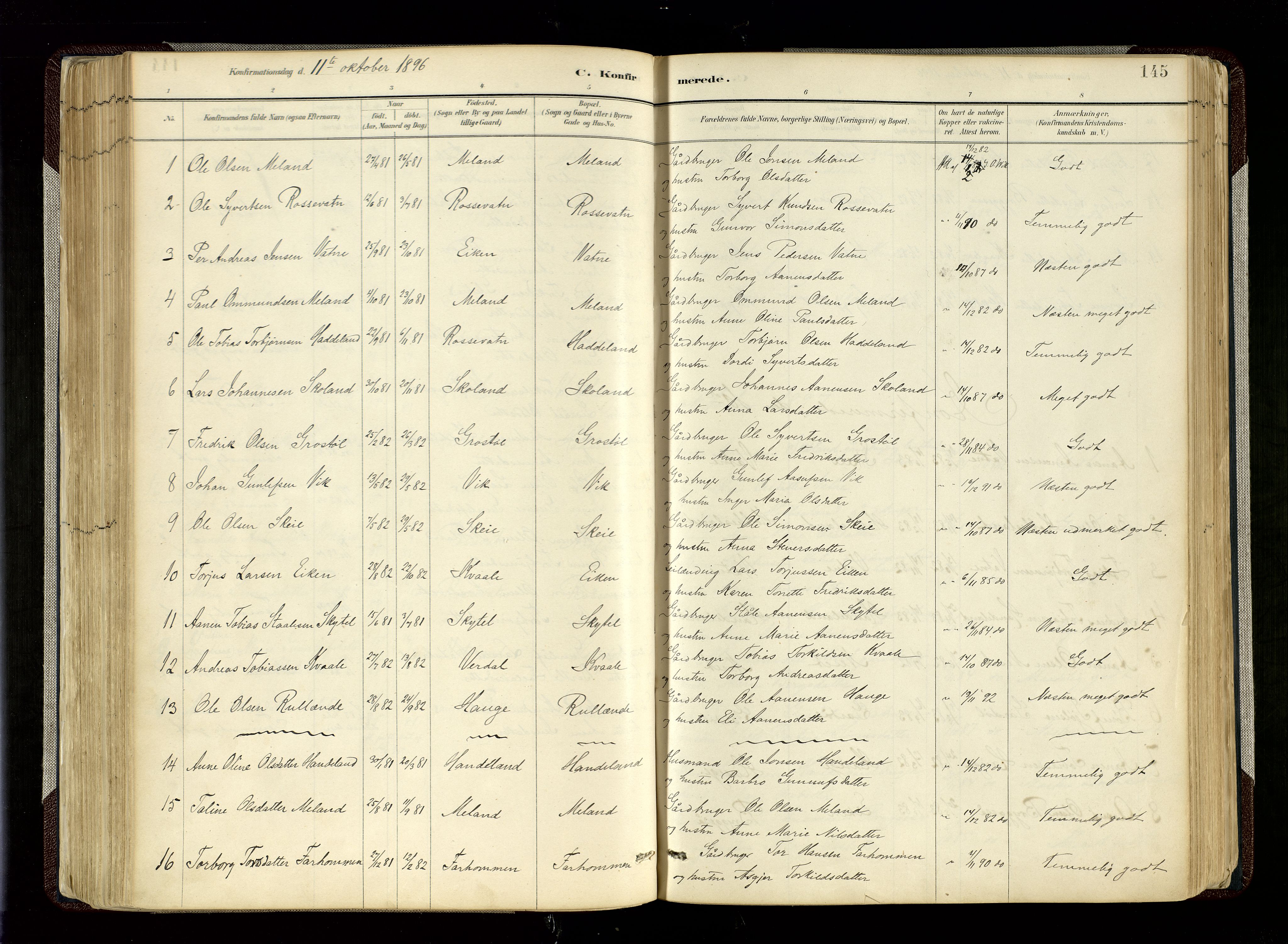 Hægebostad sokneprestkontor, AV/SAK-1111-0024/F/Fa/Fab/L0004: Ministerialbok nr. A 4, 1887-1929, s. 145