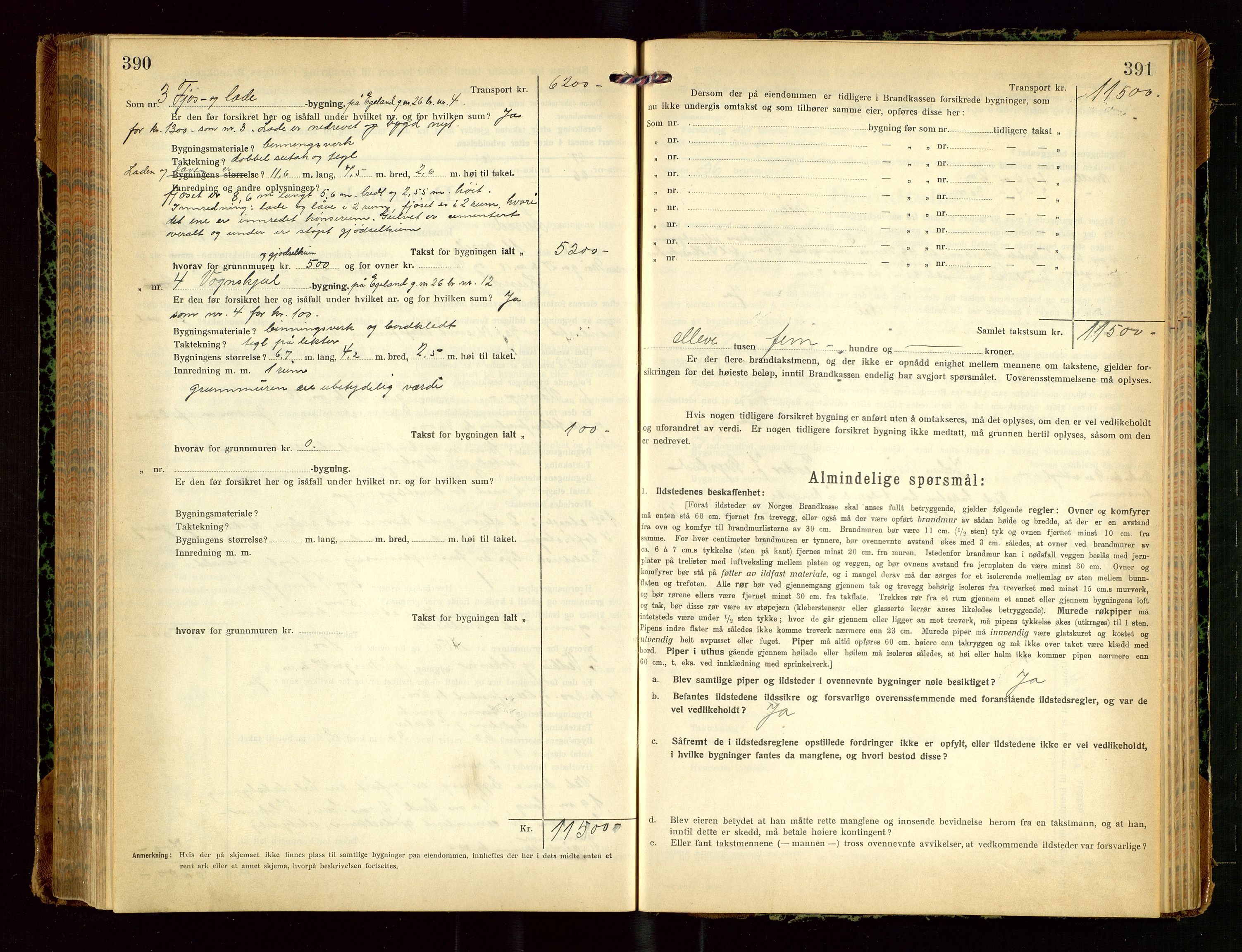 Lund lensmannskontor, AV/SAST-A-100303/Gob/L0004: "Brandtakstprotokol", 1921-1929, s. 390-391