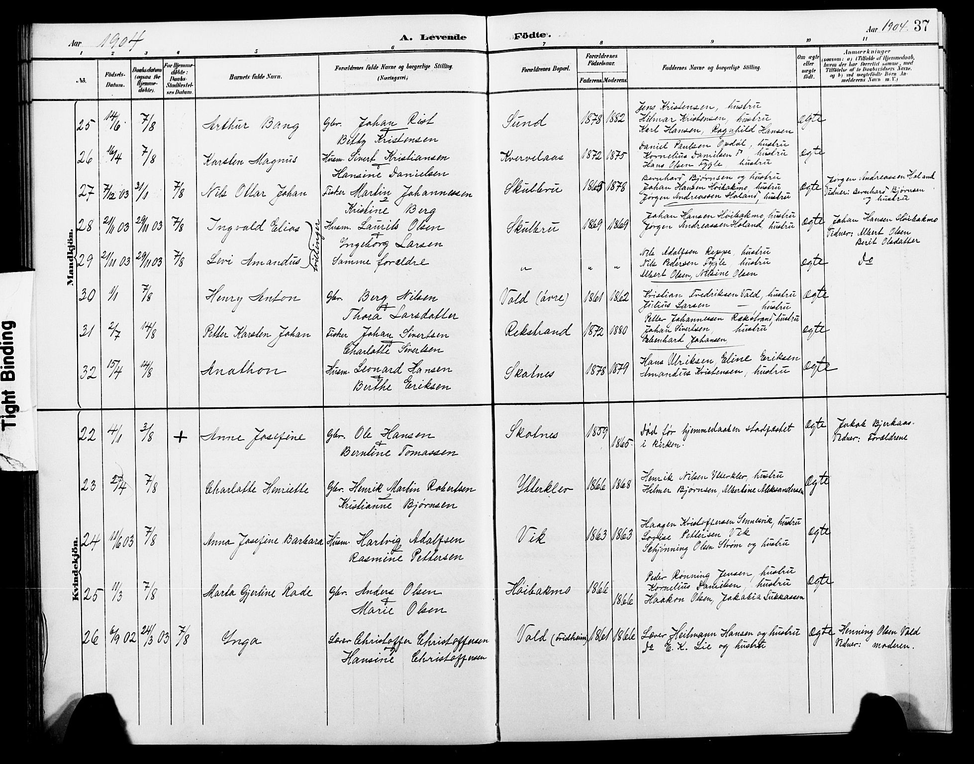 Ministerialprotokoller, klokkerbøker og fødselsregistre - Nordland, AV/SAT-A-1459/881/L1168: Klokkerbok nr. 881C05, 1900-1911, s. 37