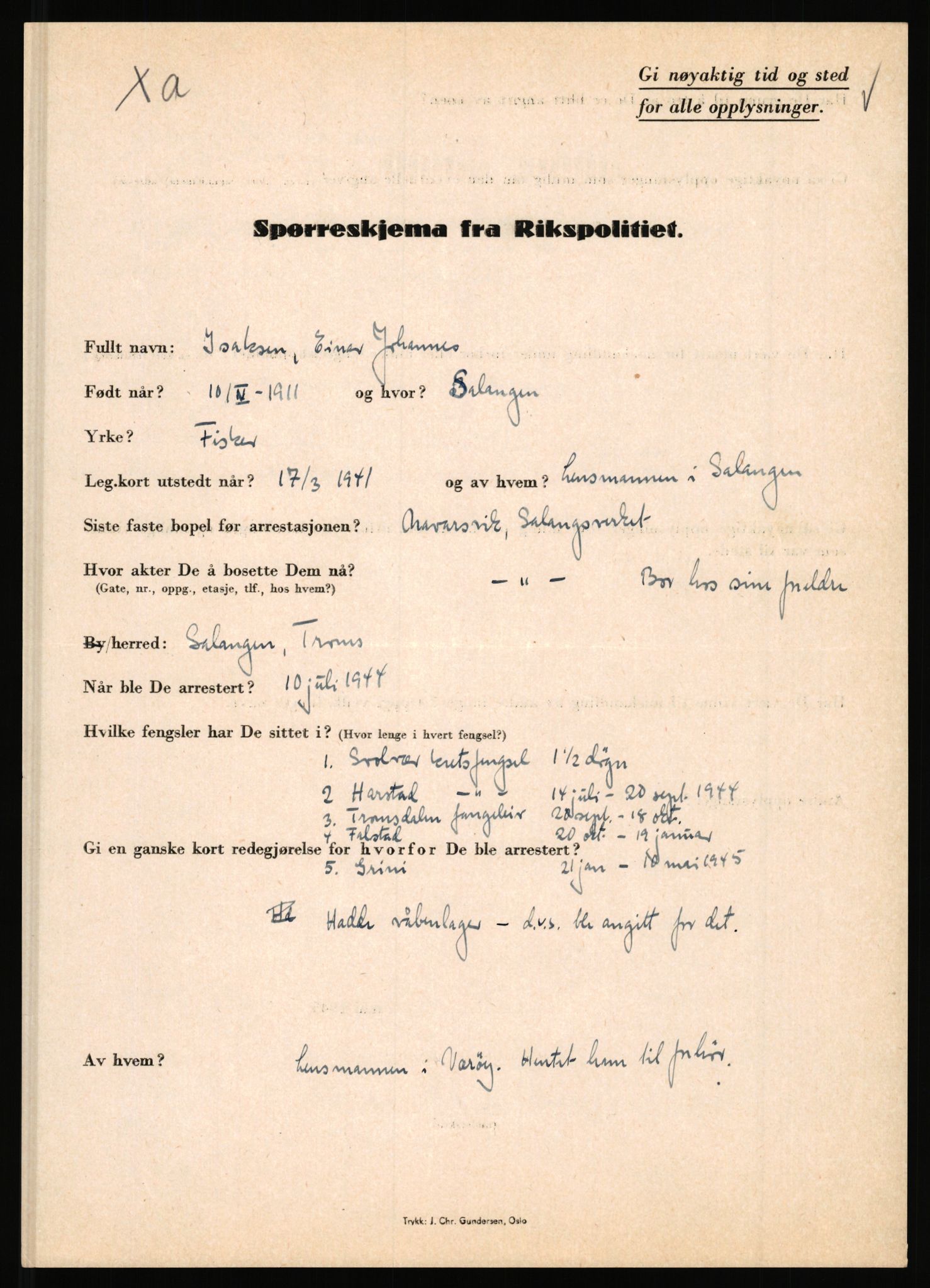Rikspolitisjefen, AV/RA-S-1560/L/L0007: Heen, Erik C. - Iversen, Trygve, 1940-1945, s. 1193