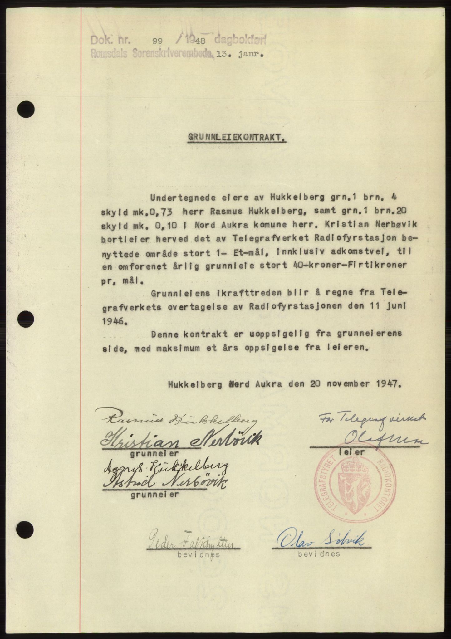 Romsdal sorenskriveri, SAT/A-4149/1/2/2C: Pantebok nr. B3, 1946-1948, Dagboknr: 99/1948