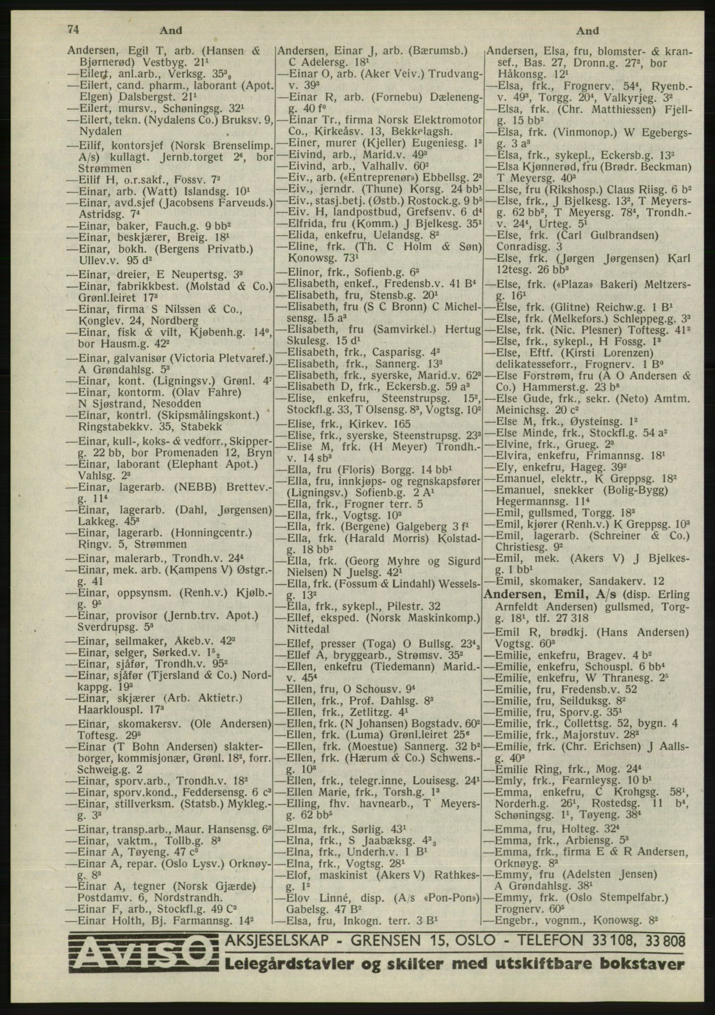 Kristiania/Oslo adressebok, PUBL/-, 1945, s. 70